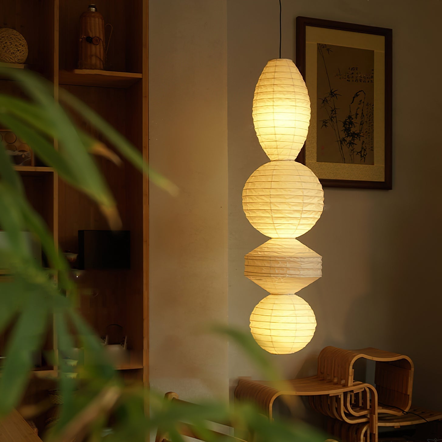 Elthayra Natural Series Bamboo Lantern Pendant Lamp-Neutral Decor