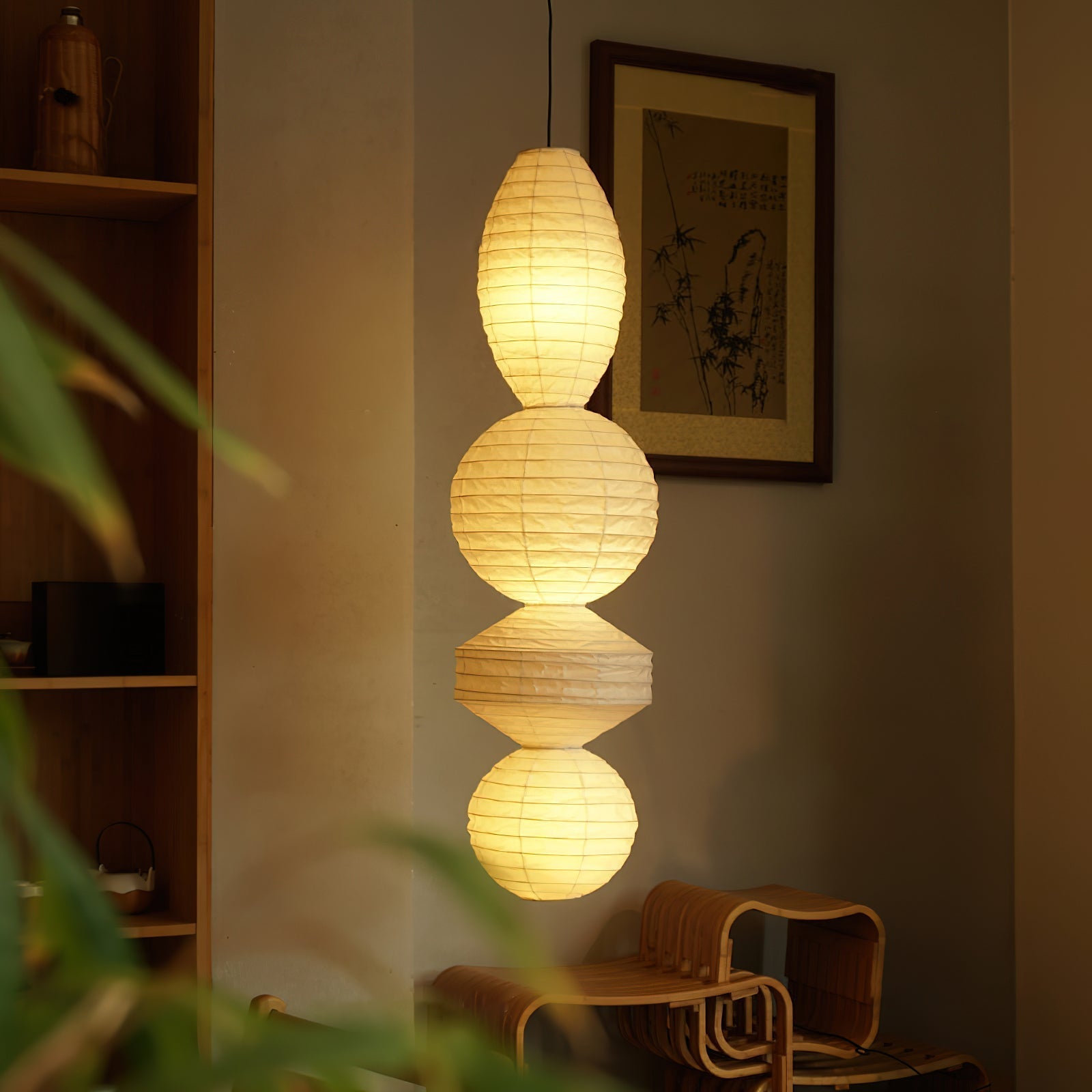 Elthayra Natural Series Bamboo Lantern Pendant Lamp-Neutral Decor