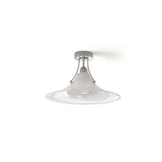 Orient Ceiling Lamp with white glass shade and chrome finish.