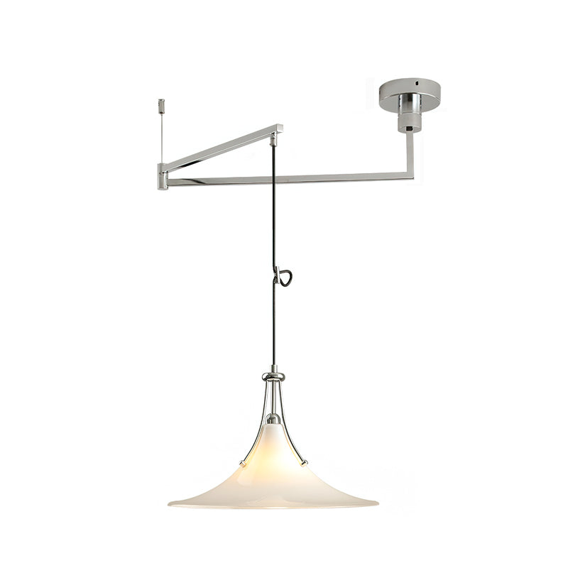 The Orient Swing Arm Pendant Light shown from below.