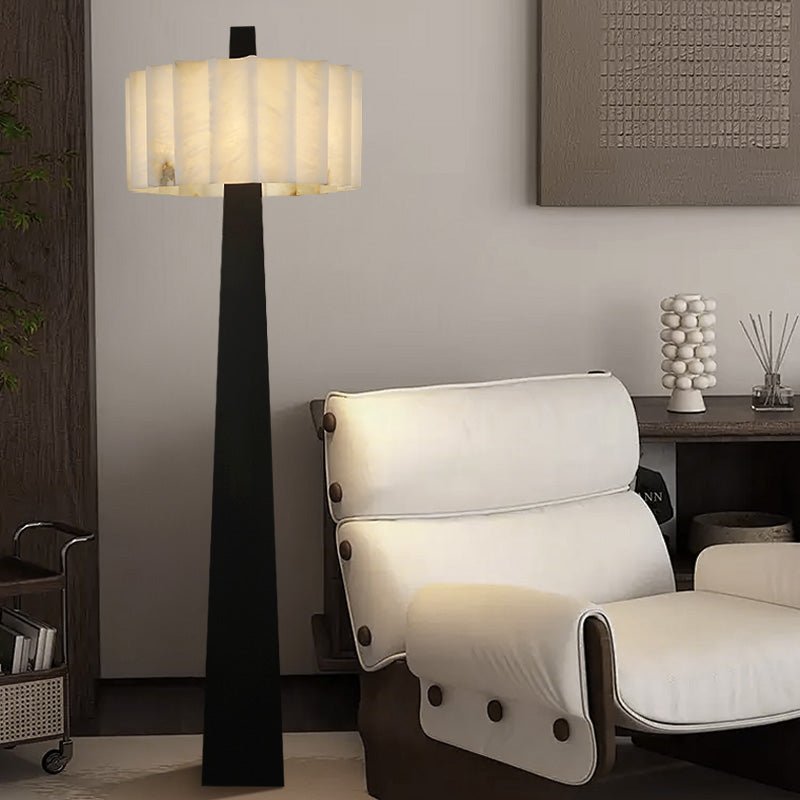 Origami Pleat Alabaster Floor Lamp-Neutral Decor