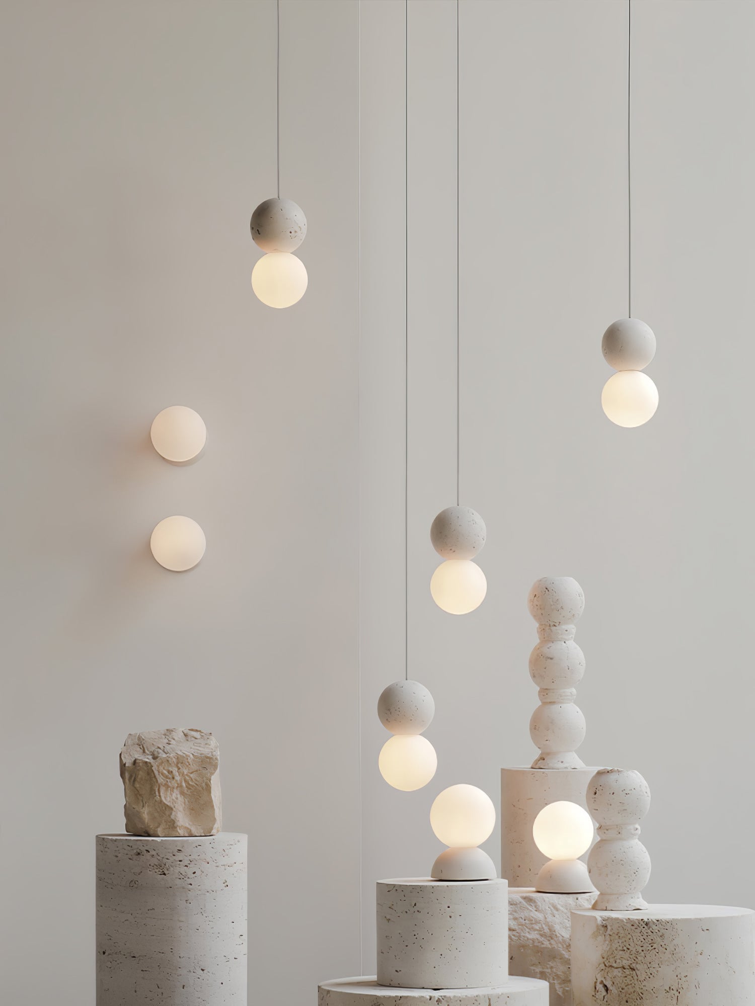 Joss Cement Minimalist Pendant Lamp-Neutral Decor