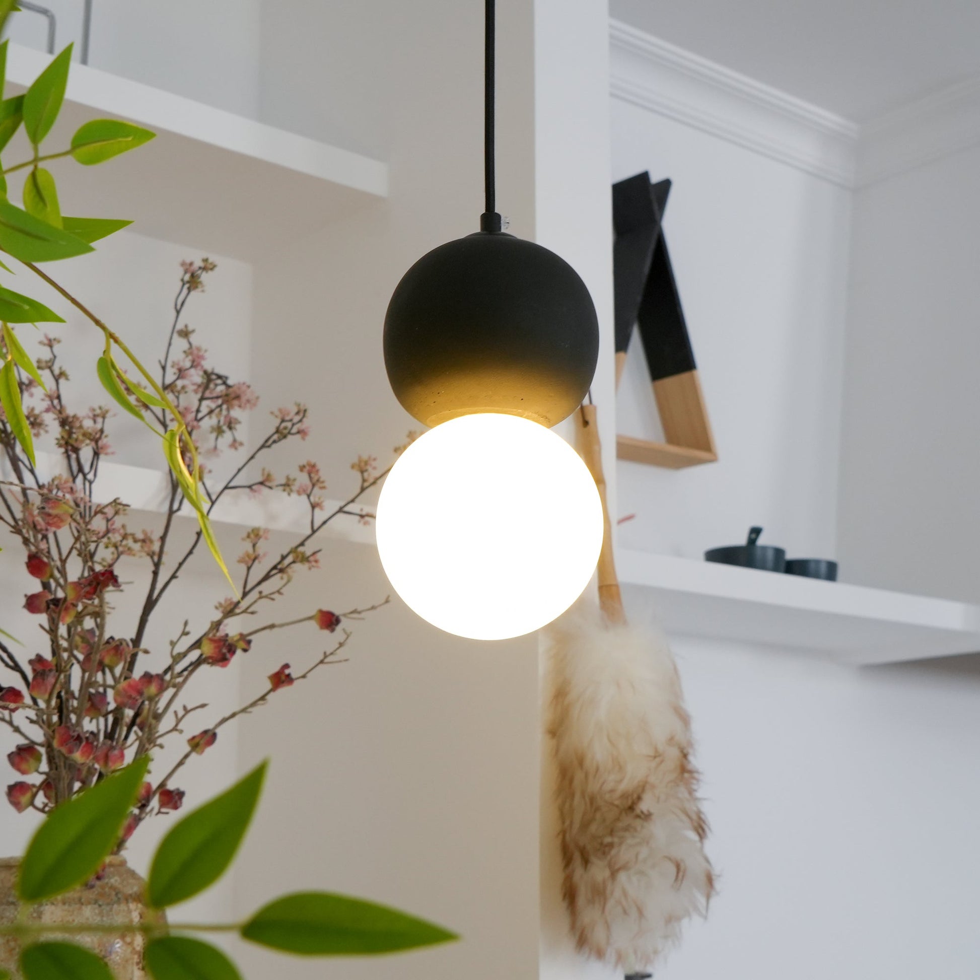 Joss Cement Minimalist Pendant Lamp-Neutral Decor
