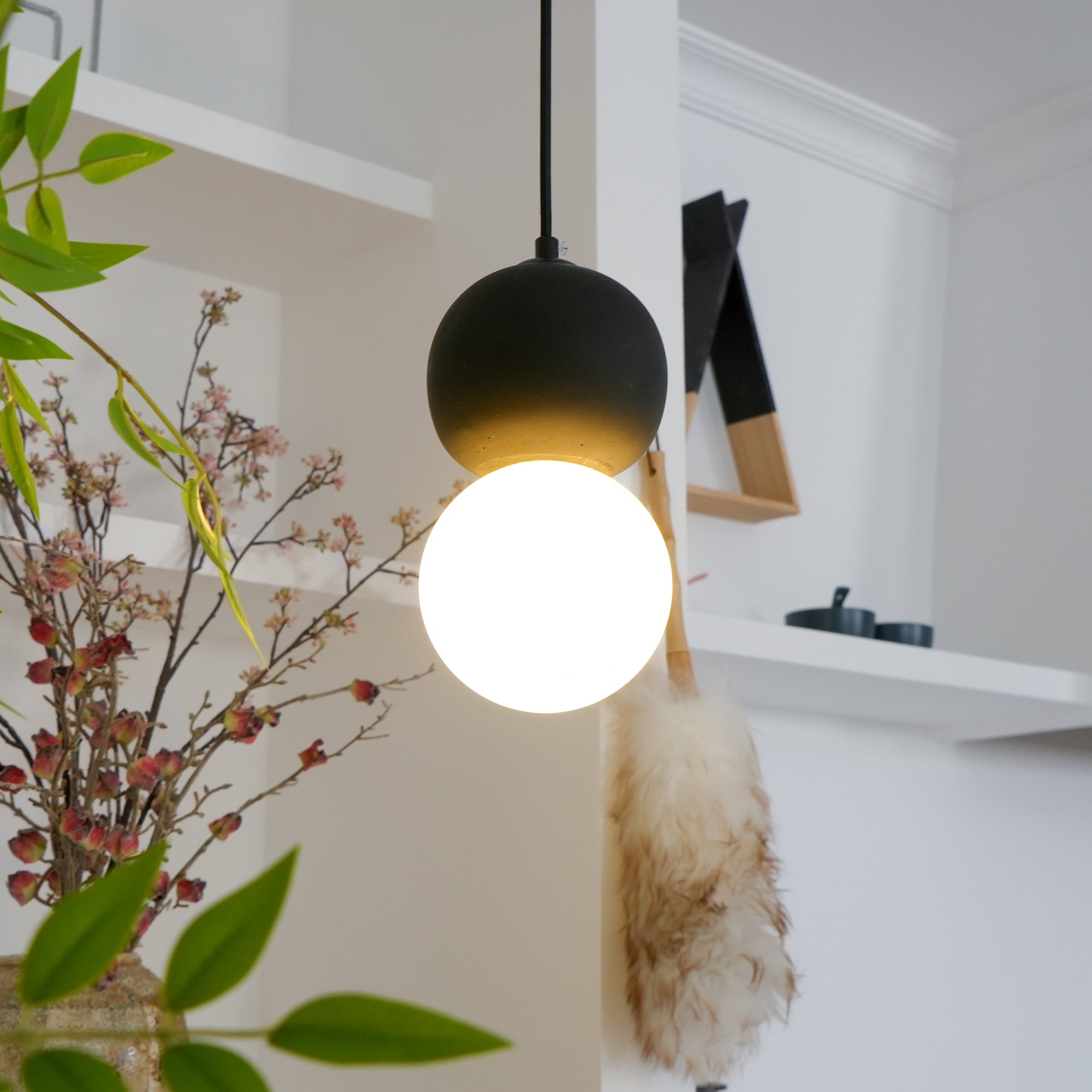 Joss Cement Minimalist Pendant Lamp-Neutral Decor