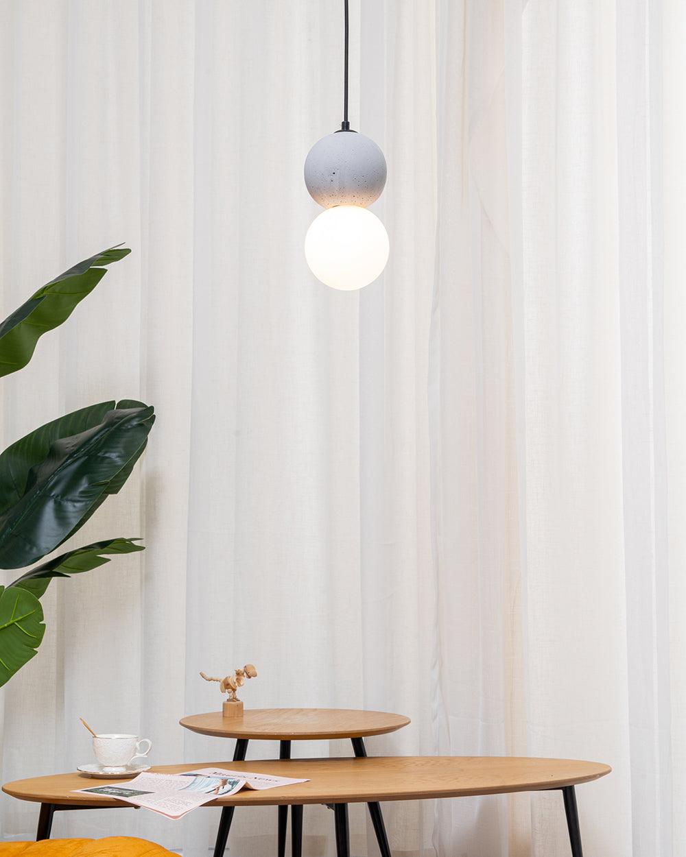 Joss Cement Minimalist Pendant Lamp-Neutral Decor
