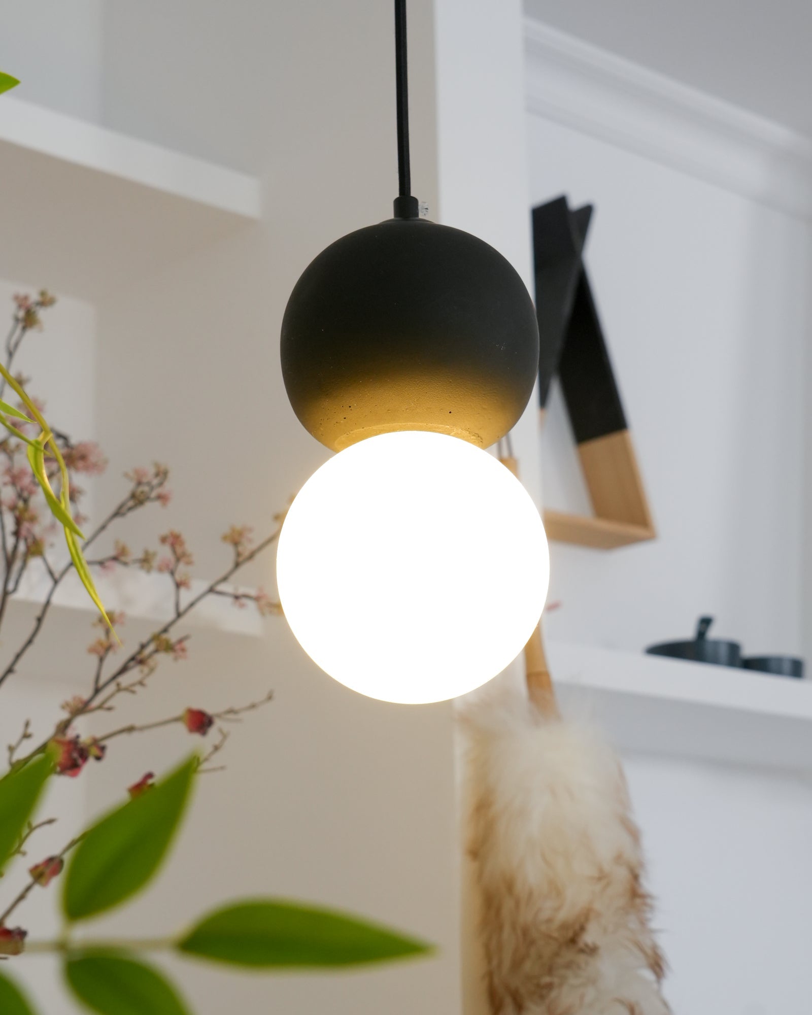 Joss Cement Minimalist Pendant Lamp-Neutral Decor