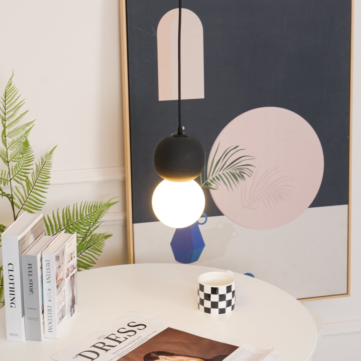 Joss Cement Minimalist Pendant Lamp-Neutral Decor