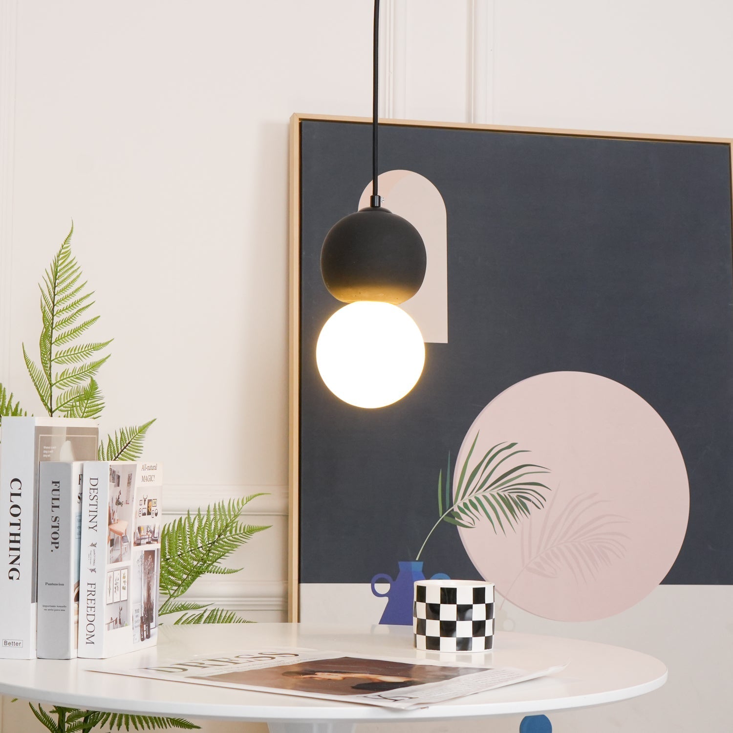 Joss Cement Minimalist Pendant Lamp-Neutral Decor
