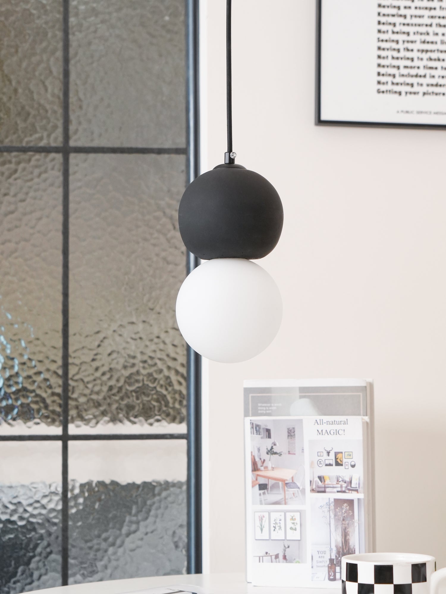Joss Cement Minimalist Pendant Lamp-Neutral Decor