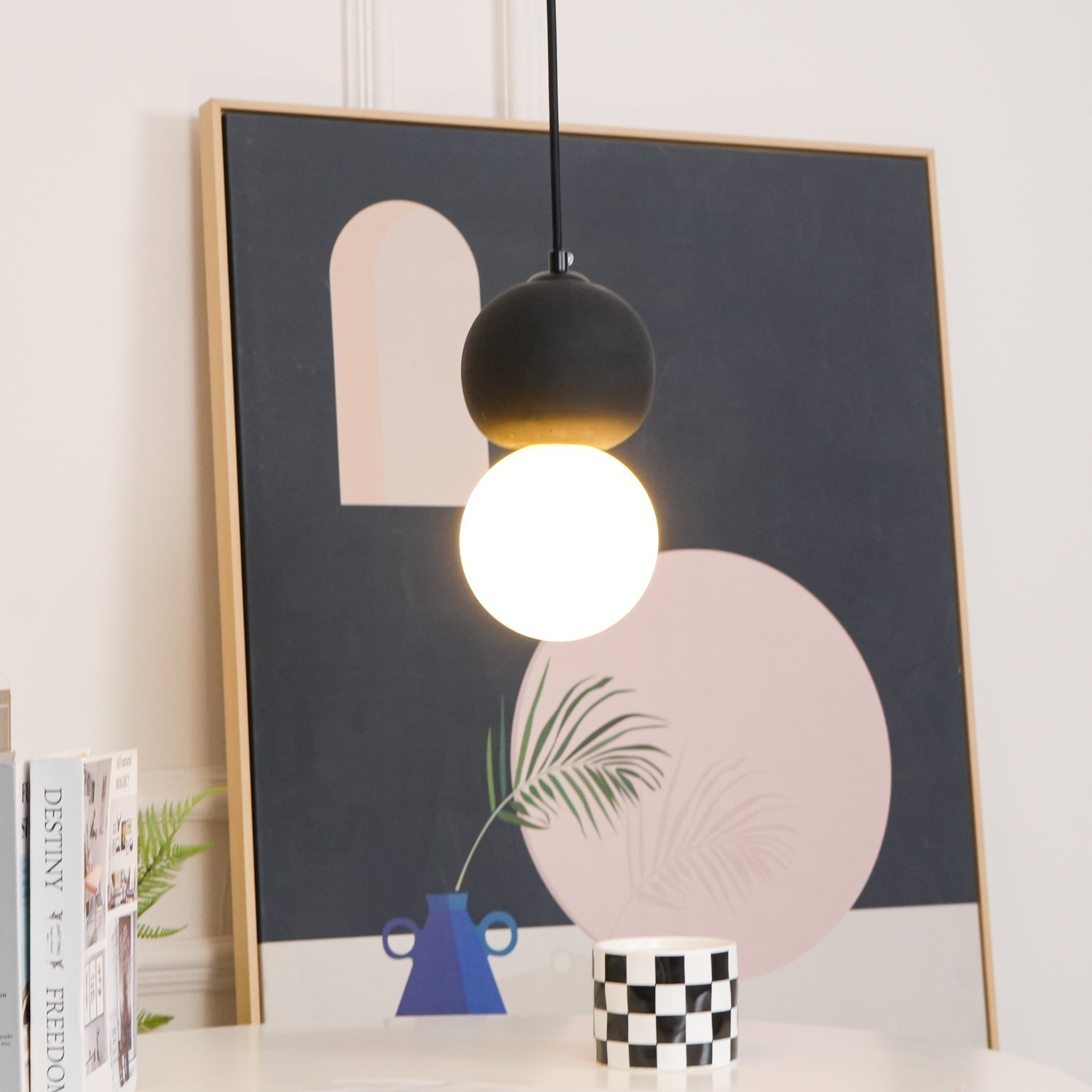 Joss Cement Minimalist Pendant Lamp-Neutral Decor