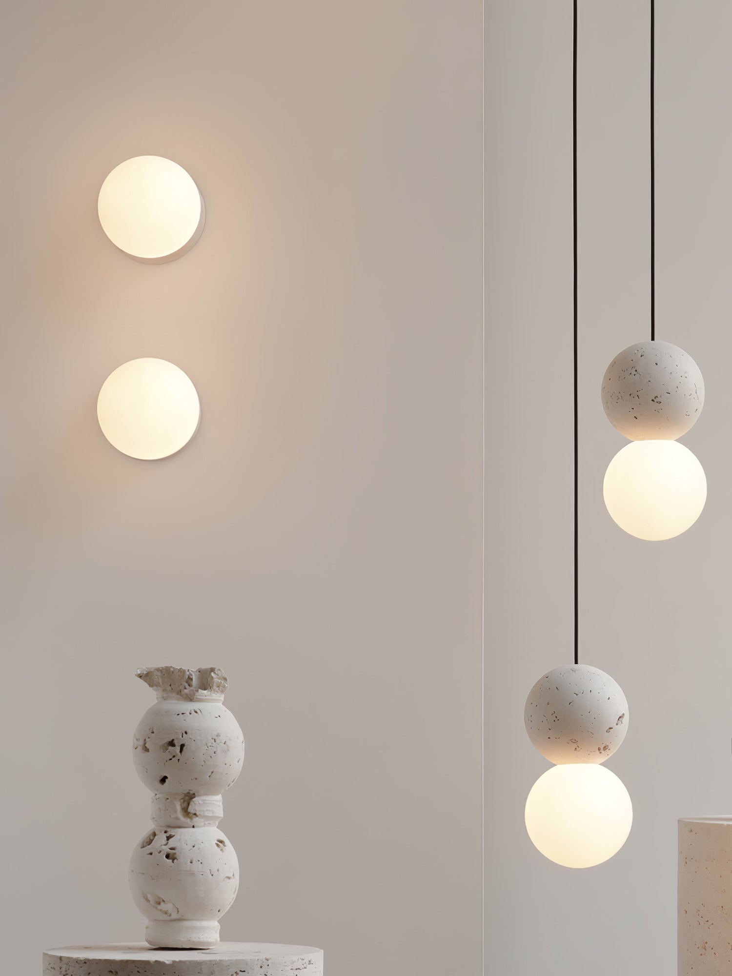 Lustra Wall Lamp Concrete Opal Glass-Neutral Decor