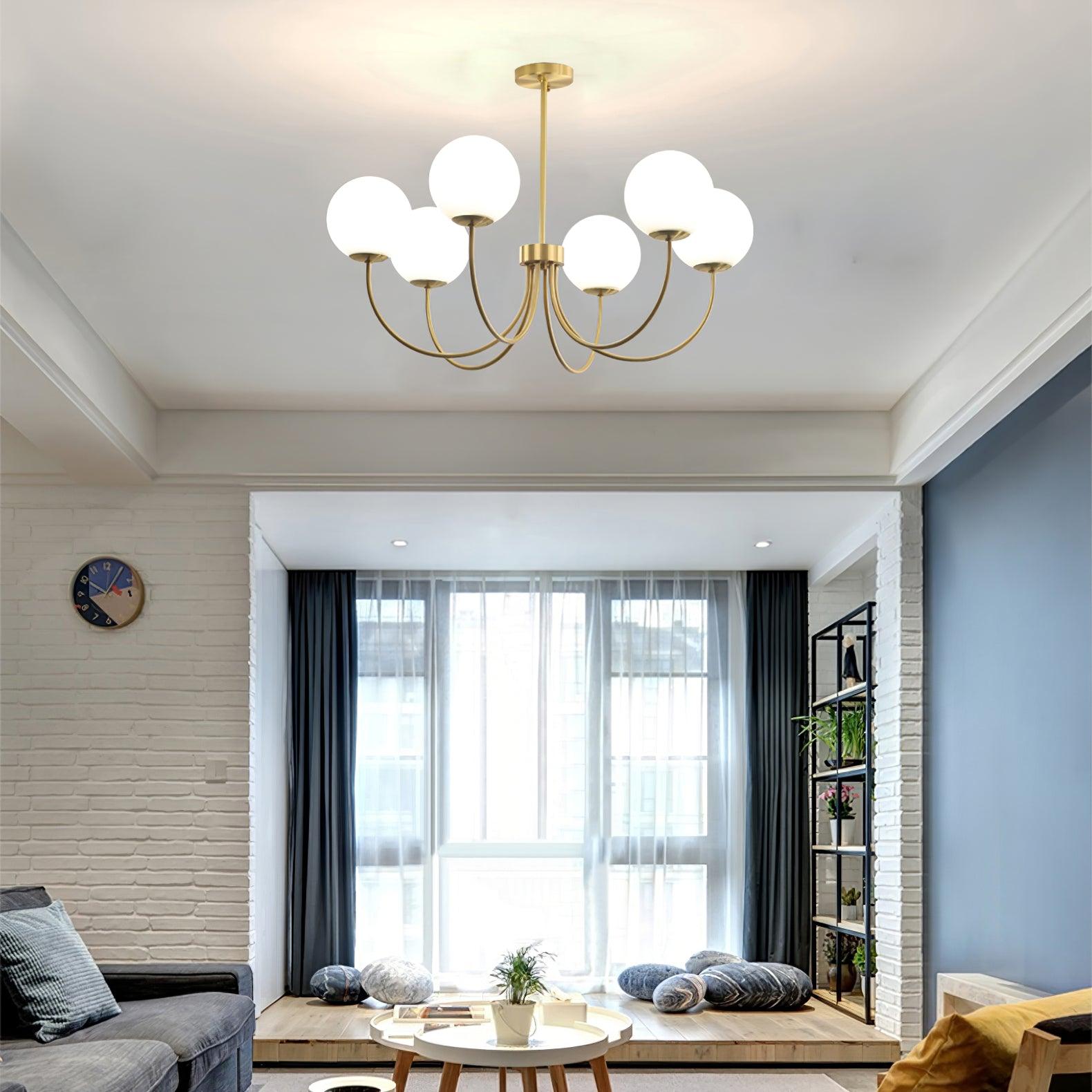 Lustra Chandelier Orillia Brass Globe Modern-Neutral Decor