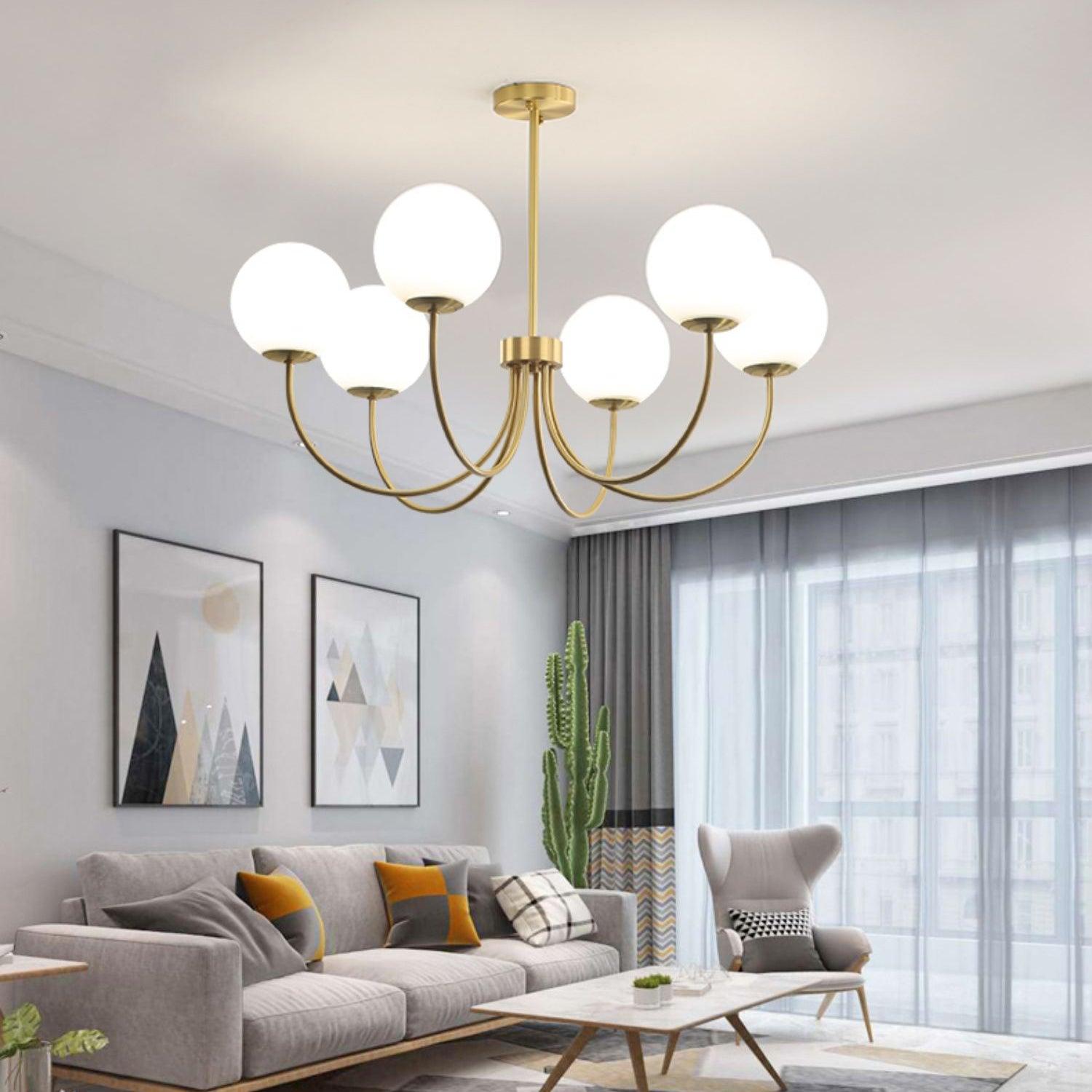 Lustra Chandelier Orillia Brass Globe Modern-Neutral Decor