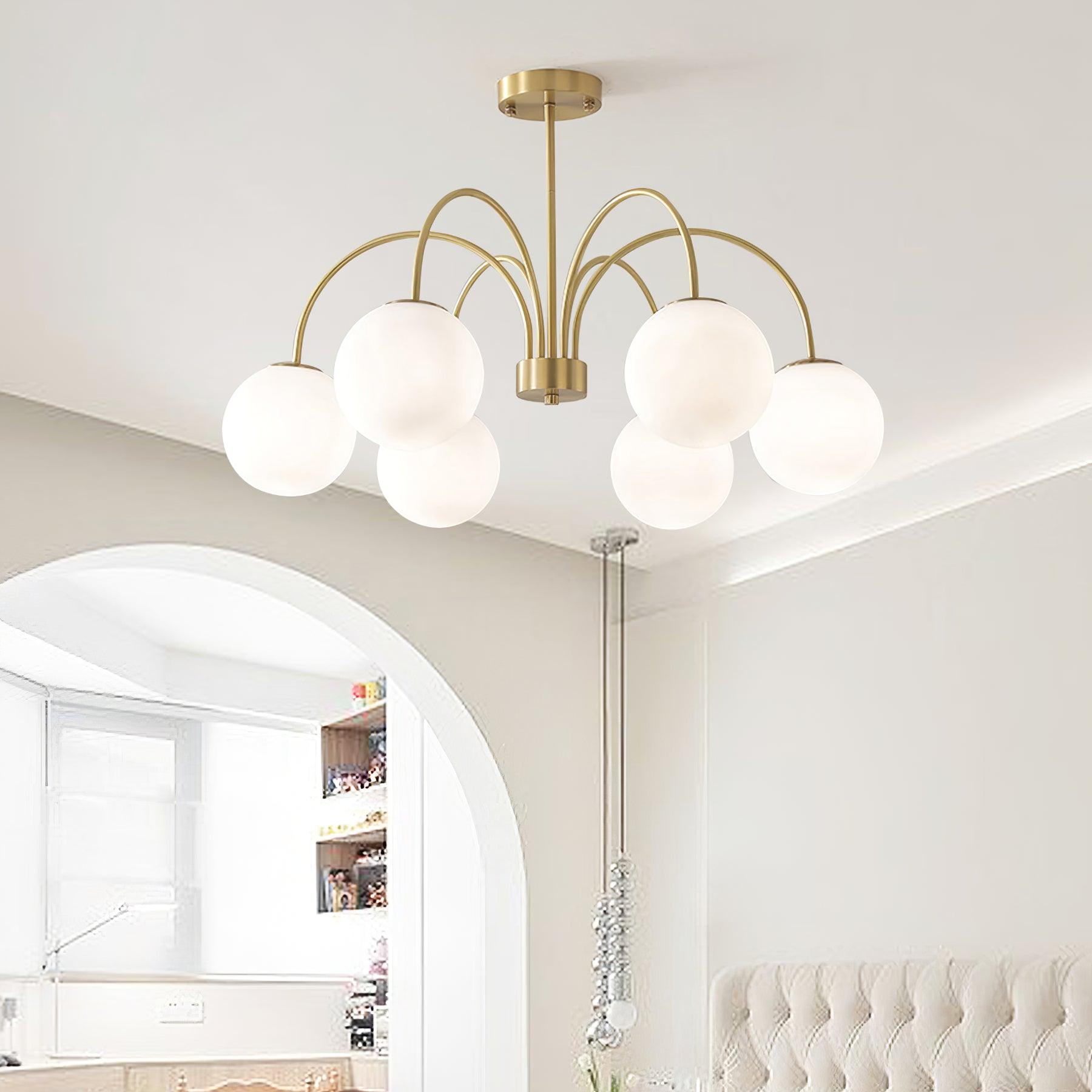 Lustra Chandelier Orillia Brass Globe Modern-Neutral Decor