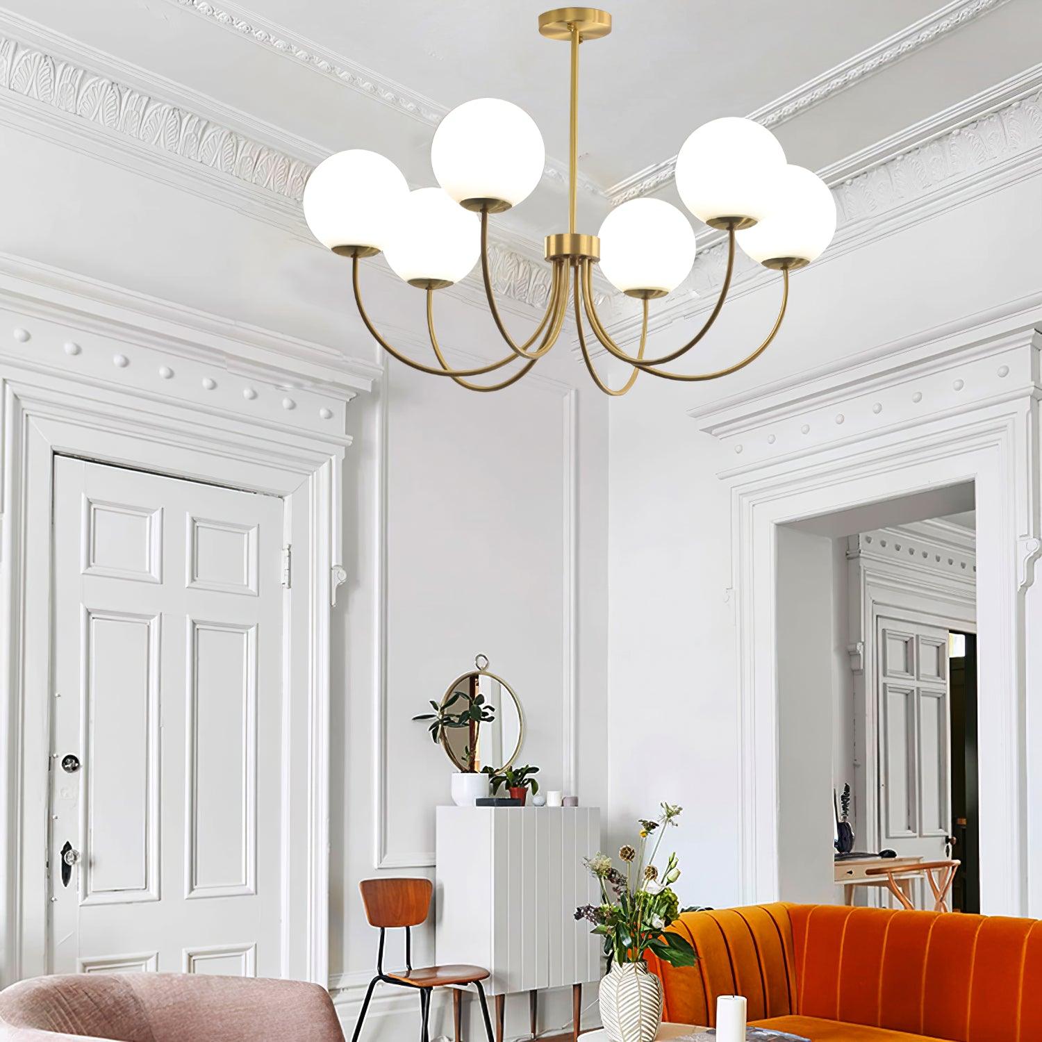Lustra Chandelier Orillia Brass Globe Modern-Neutral Decor