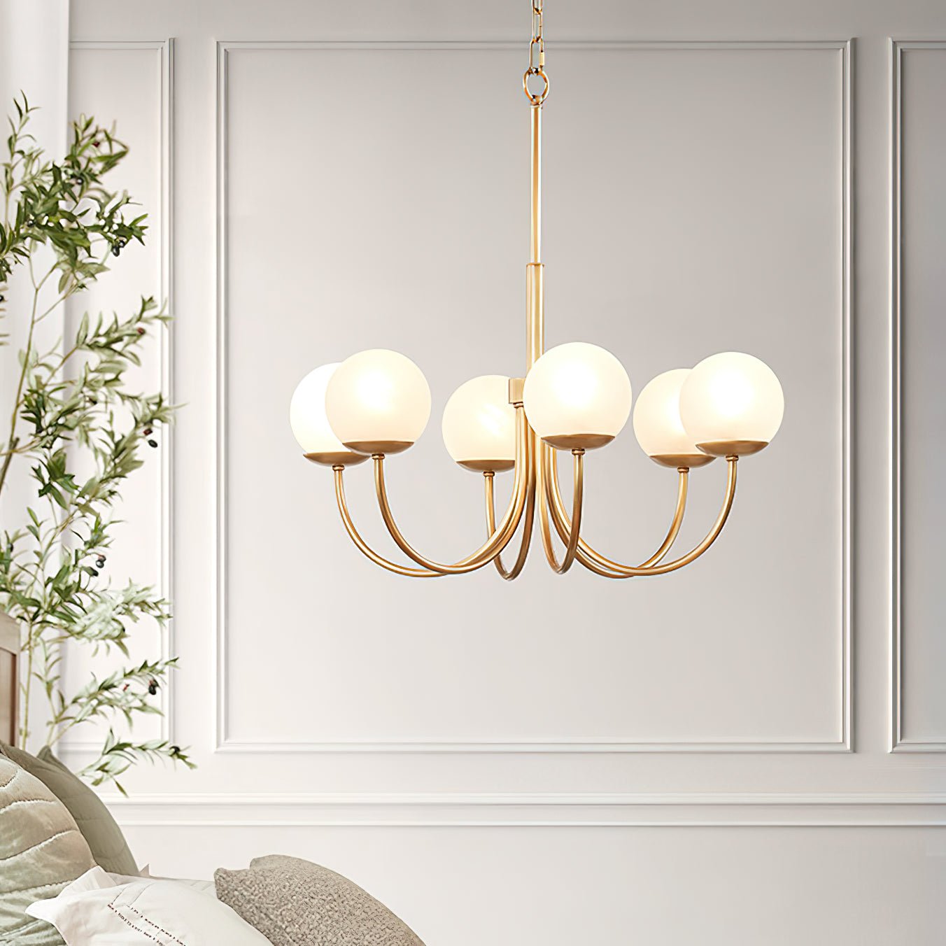 Lustra Chandelier Brass Globe Orillia Elegant-Neutral Decor