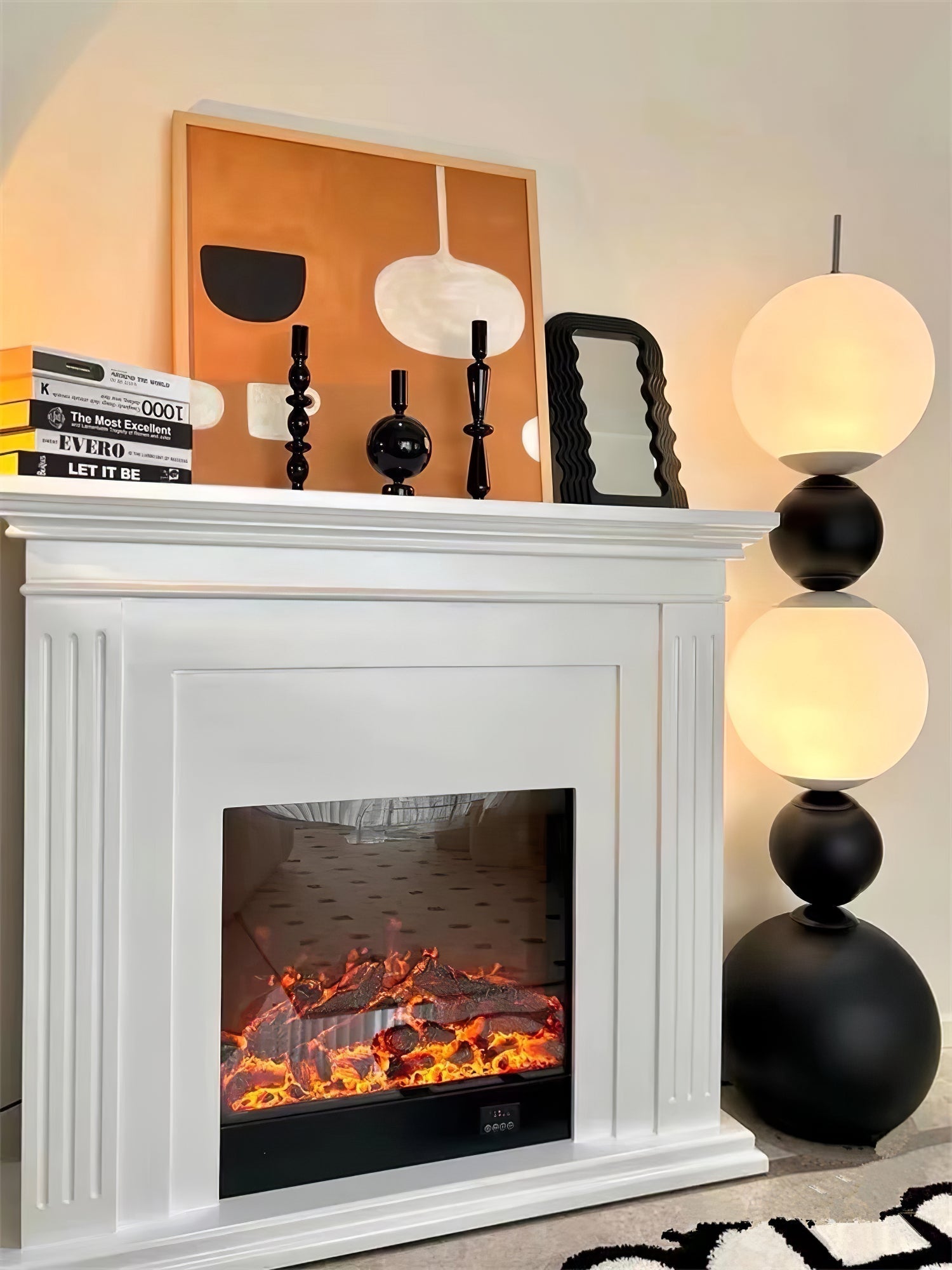 Ervynel Spherical Black Floor Lamp-Neutral Decor