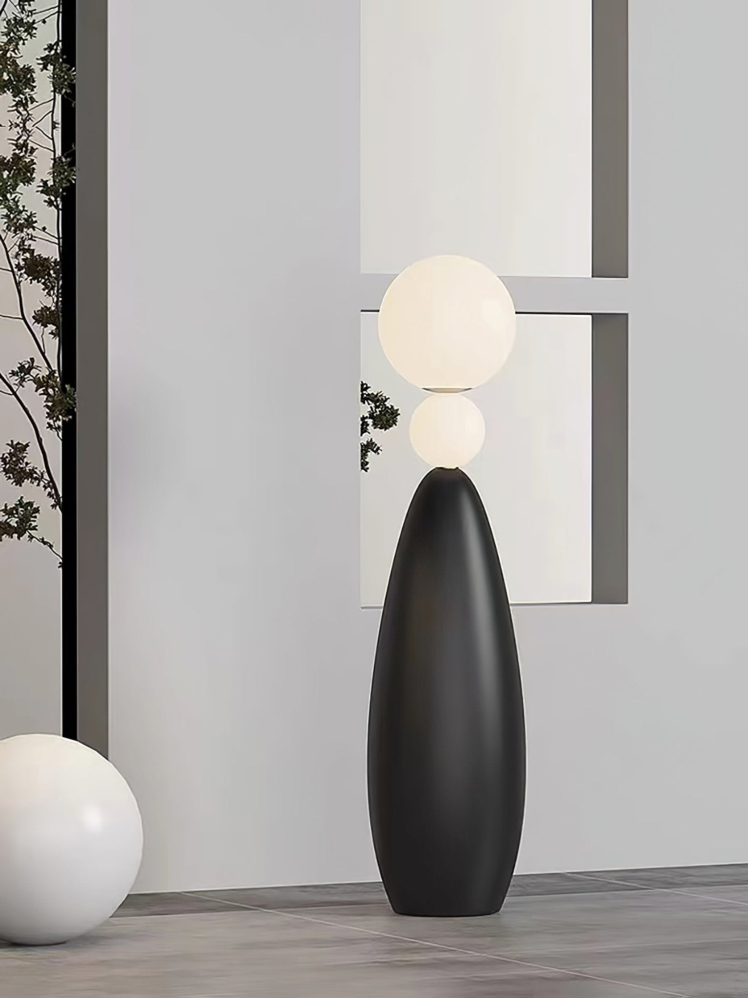 Ervynel Spherical Black Floor Lamp-Neutral Decor