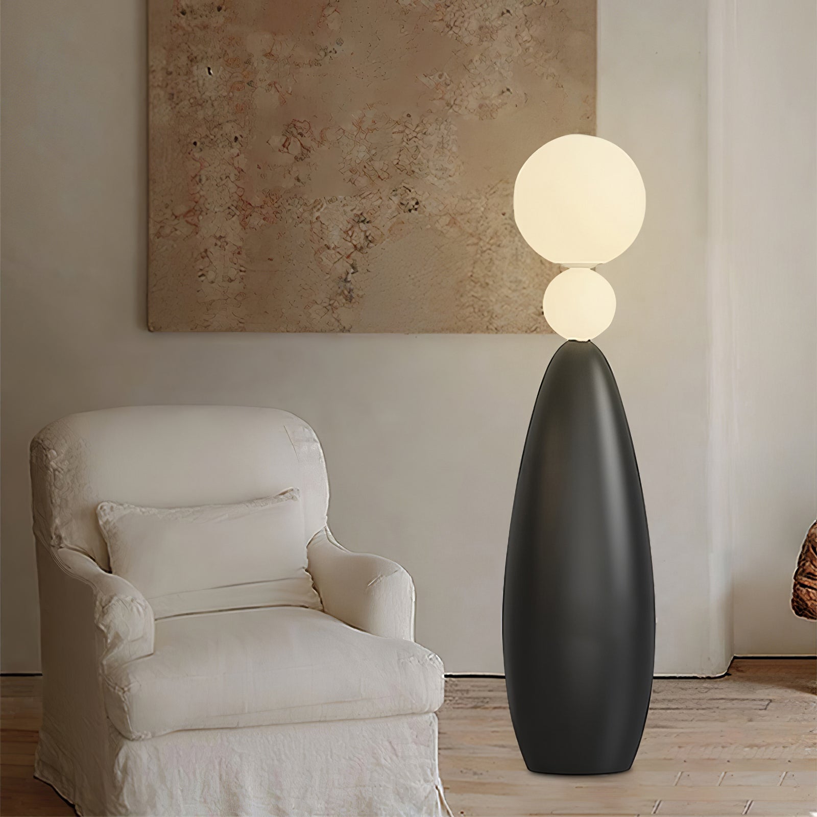 Ervynel Spherical Black Floor Lamp-Neutral Decor