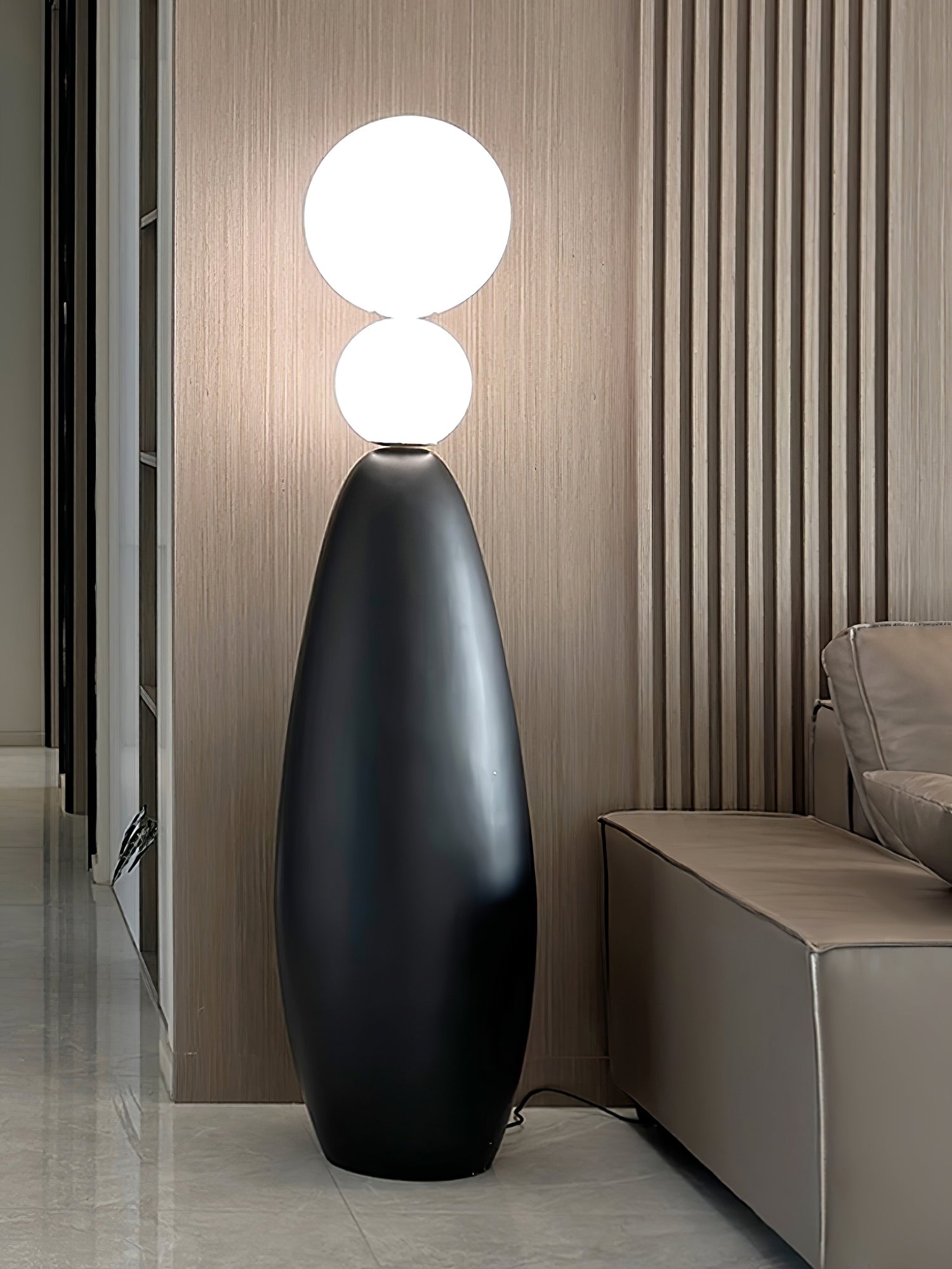 Ervynel Spherical Black Floor Lamp-Neutral Decor