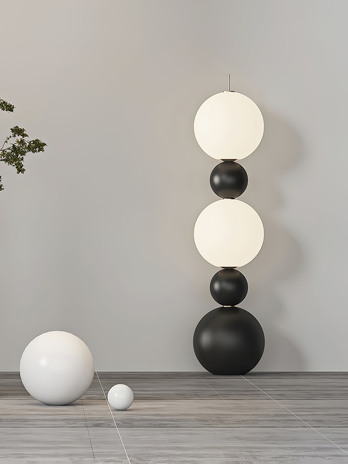 Ervynel Spherical Black Floor Lamp-Neutral Decor