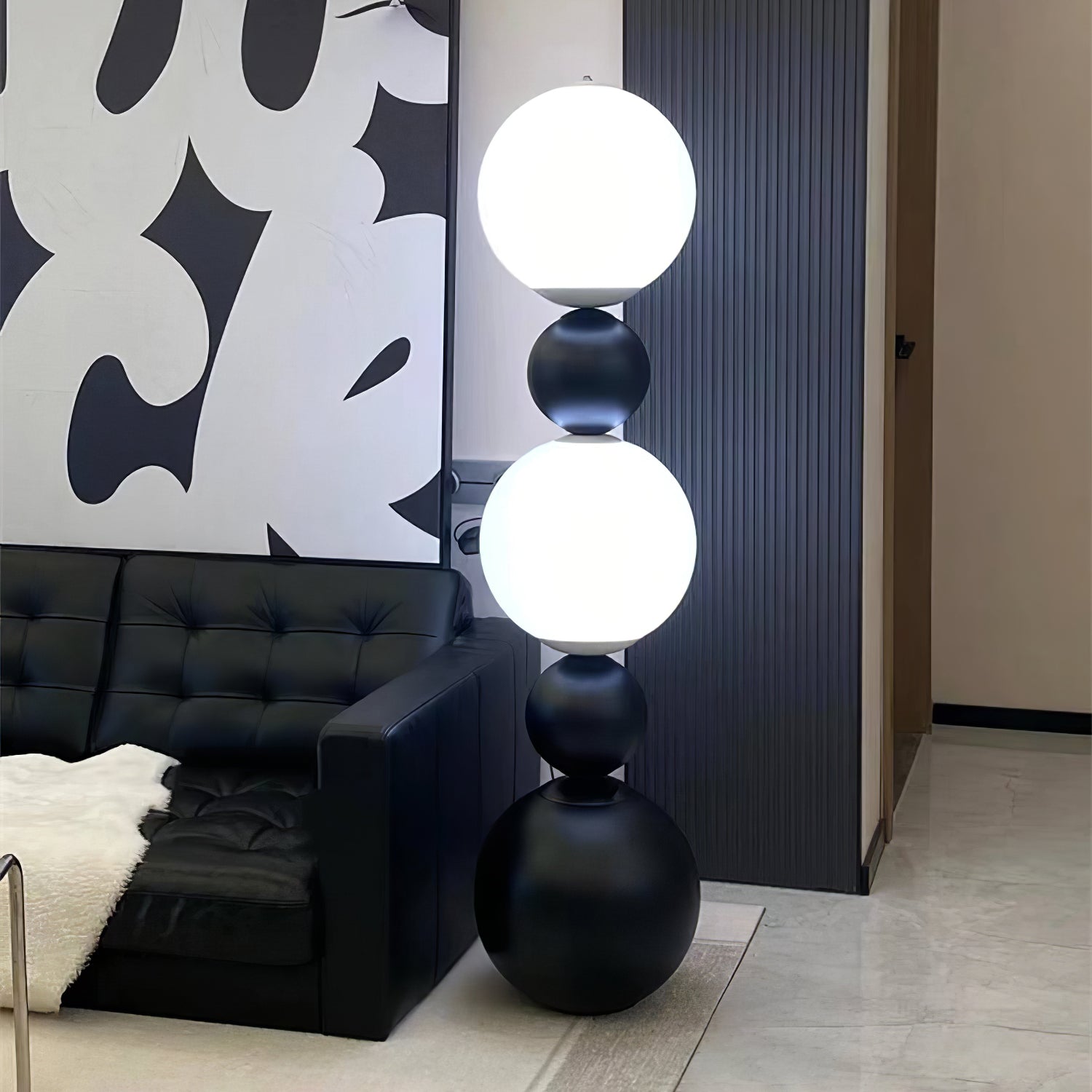 Ervynel Spherical Black Floor Lamp-Neutral Decor