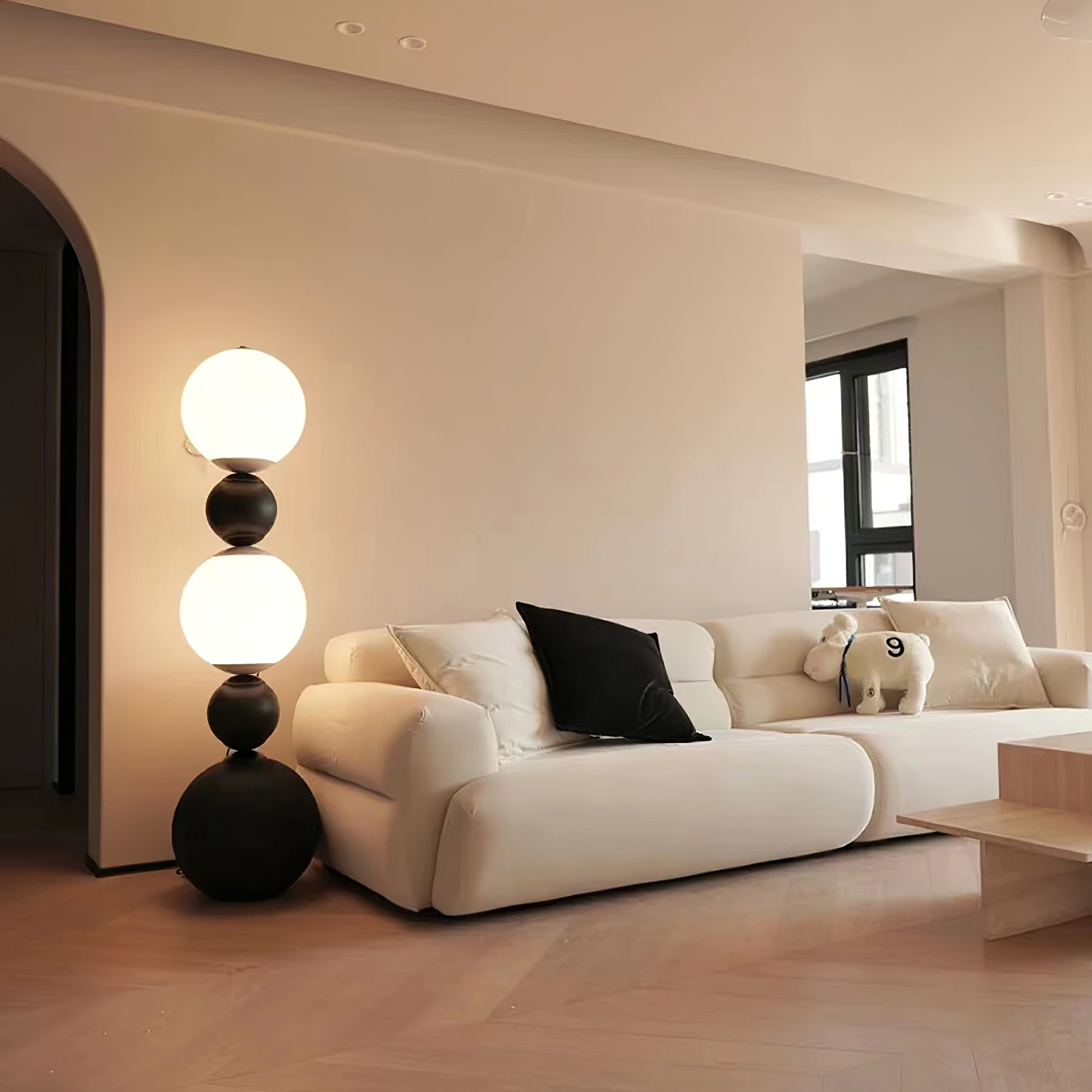 Ervynel Spherical Black Floor Lamp-Neutral Decor