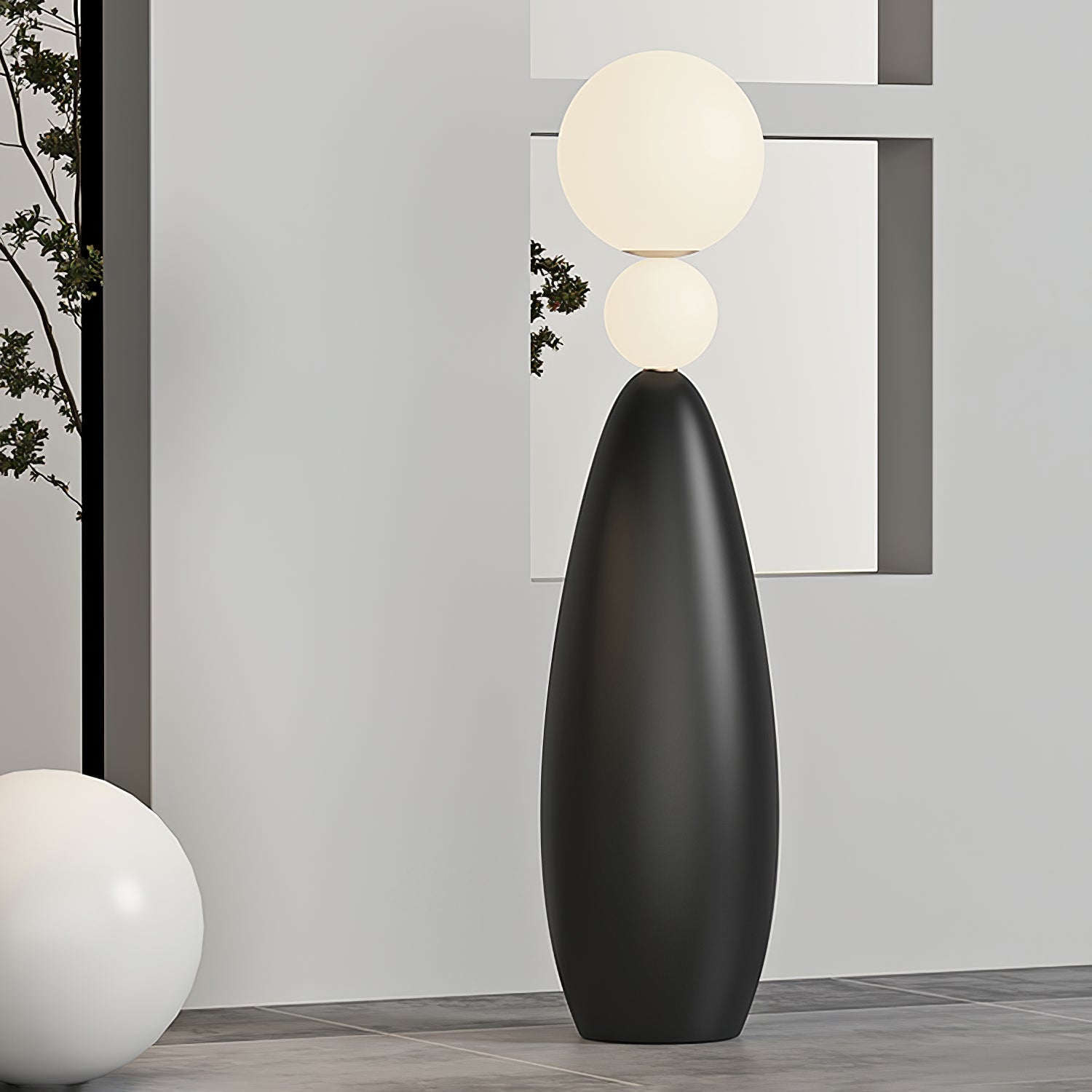 Ervynel Spherical Black Floor Lamp-Neutral Decor