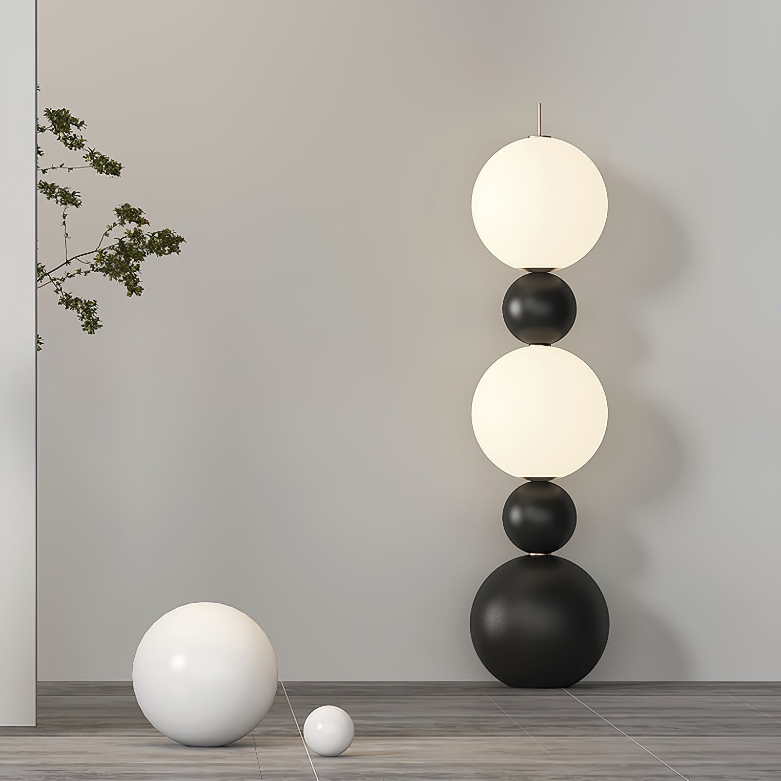 Ervynel Spherical Black Floor Lamp-Neutral Decor
