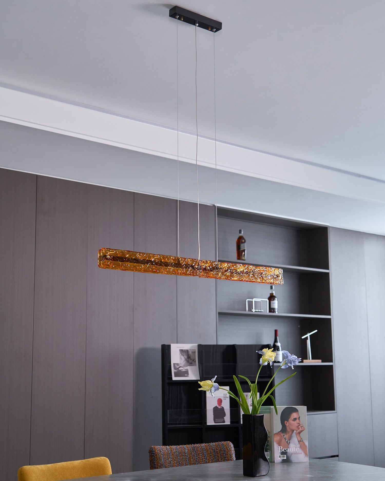 Avnorira Modern Minimalist Linear Island Glass Pendant Lamp-Neutral Decor