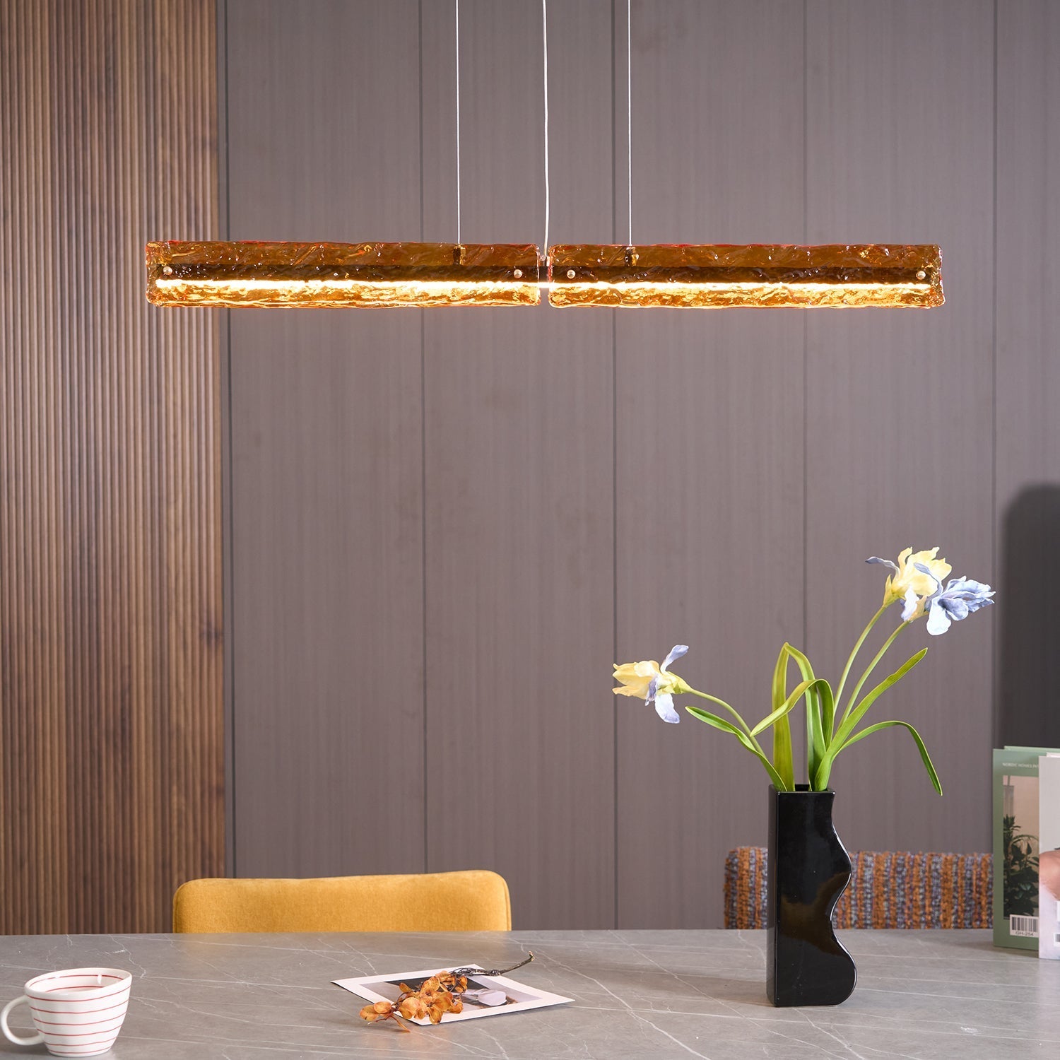 Avnorira Modern Minimalist Linear Island Glass Pendant Lamp-Neutral Decor