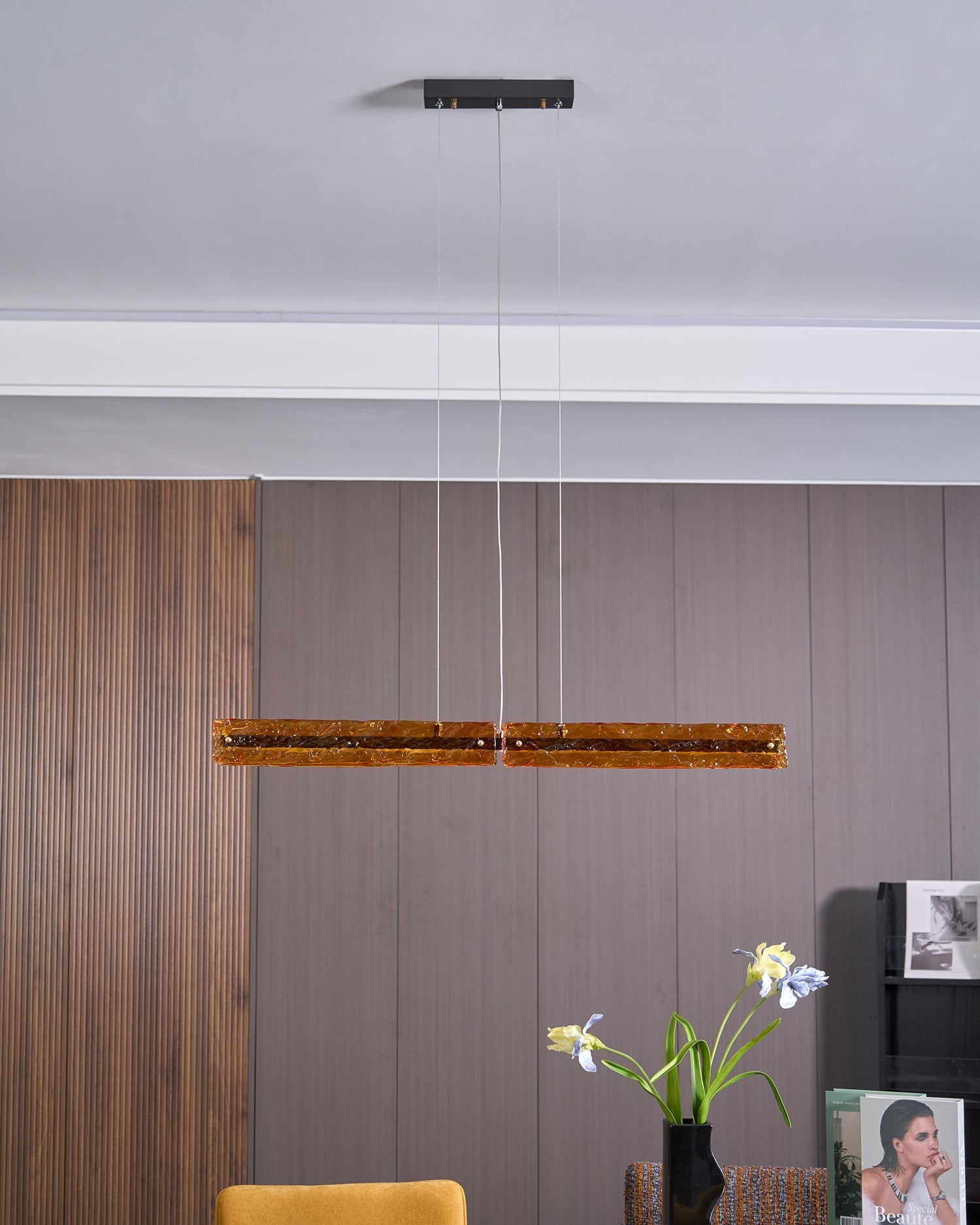Avnorira Modern Minimalist Linear Island Glass Pendant Lamp-Neutral Decor