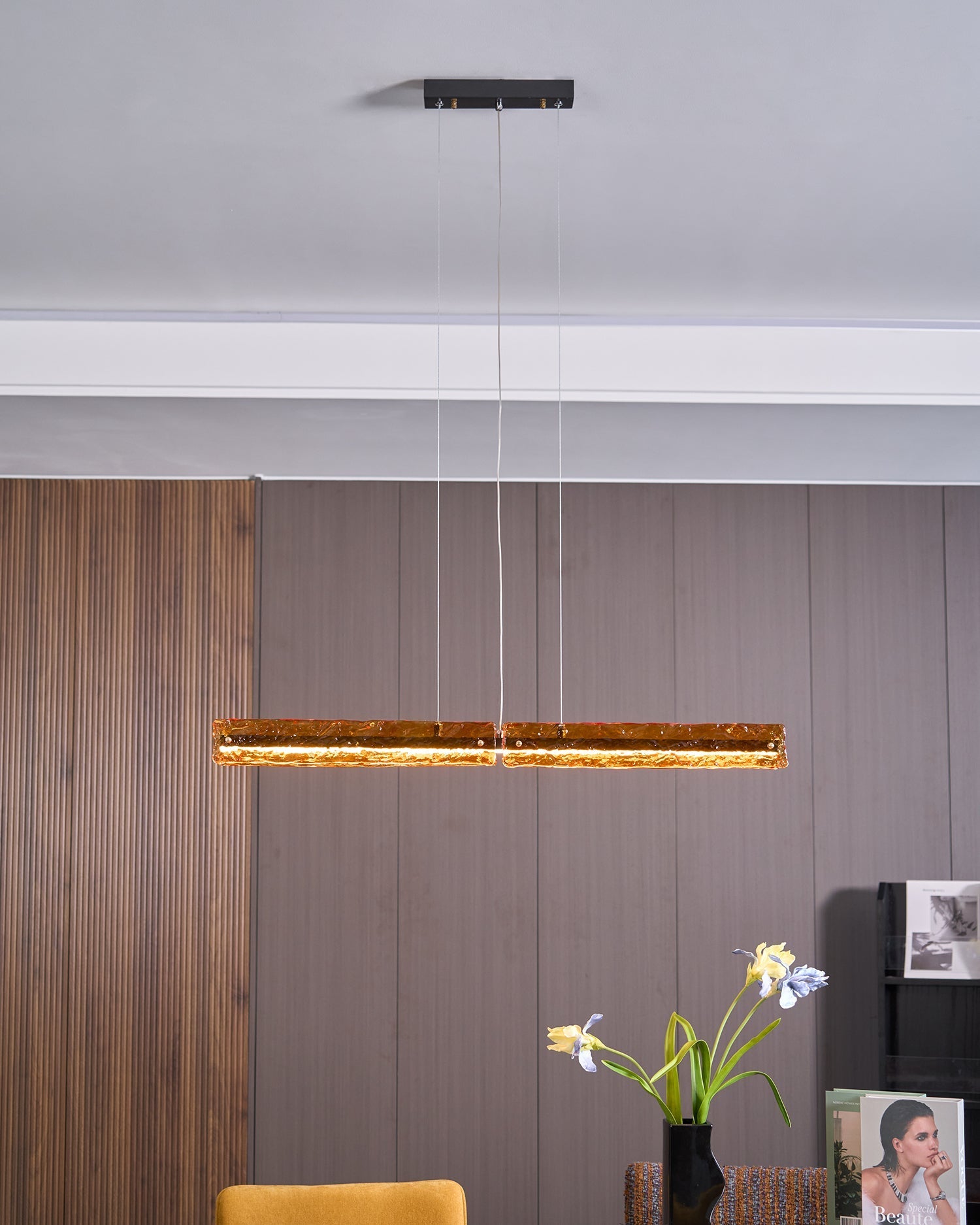 Avnorira Modern Minimalist Linear Island Glass Pendant Lamp-Neutral Decor