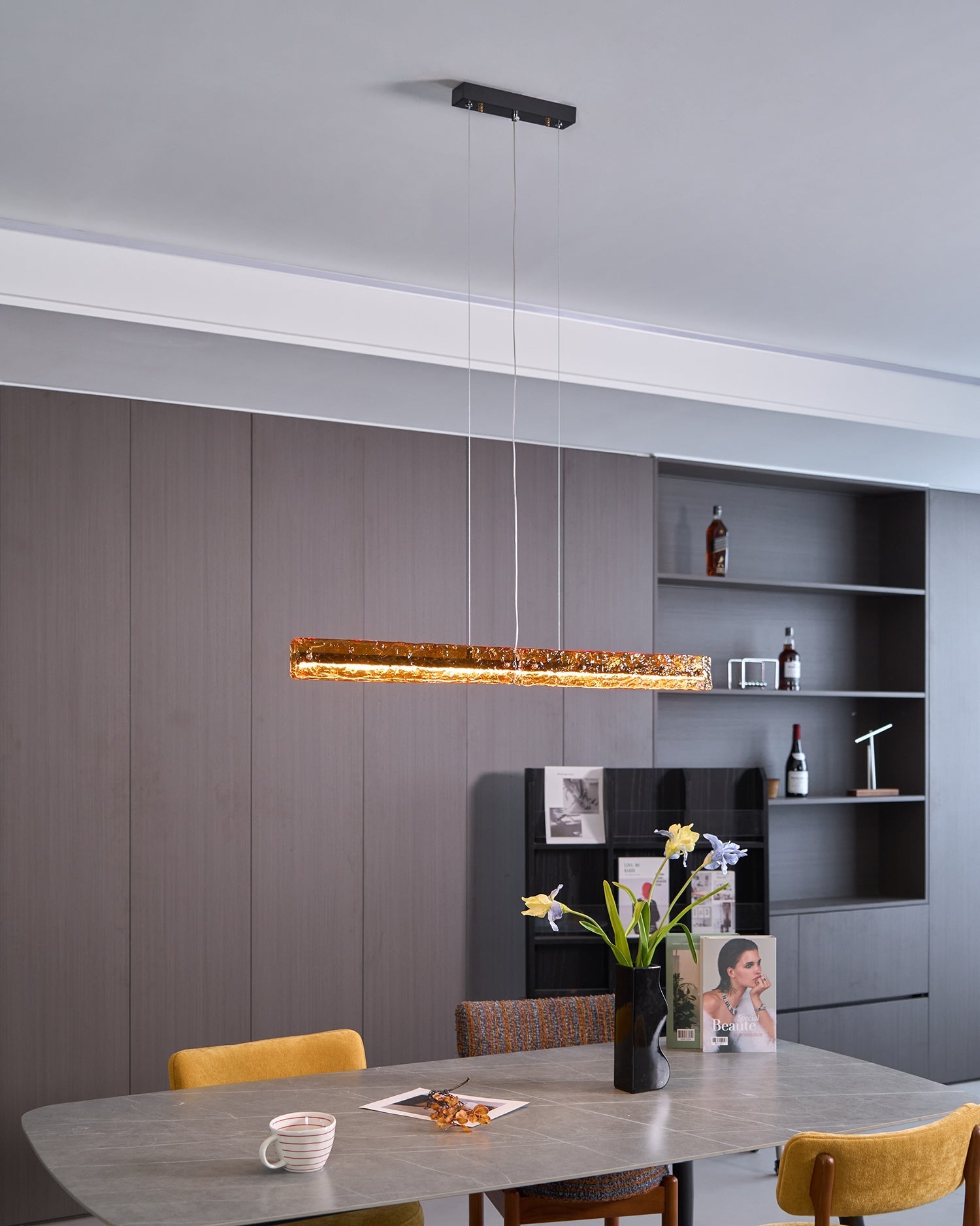 Avnorira Modern Minimalist Linear Island Glass Pendant Lamp-Neutral Decor
