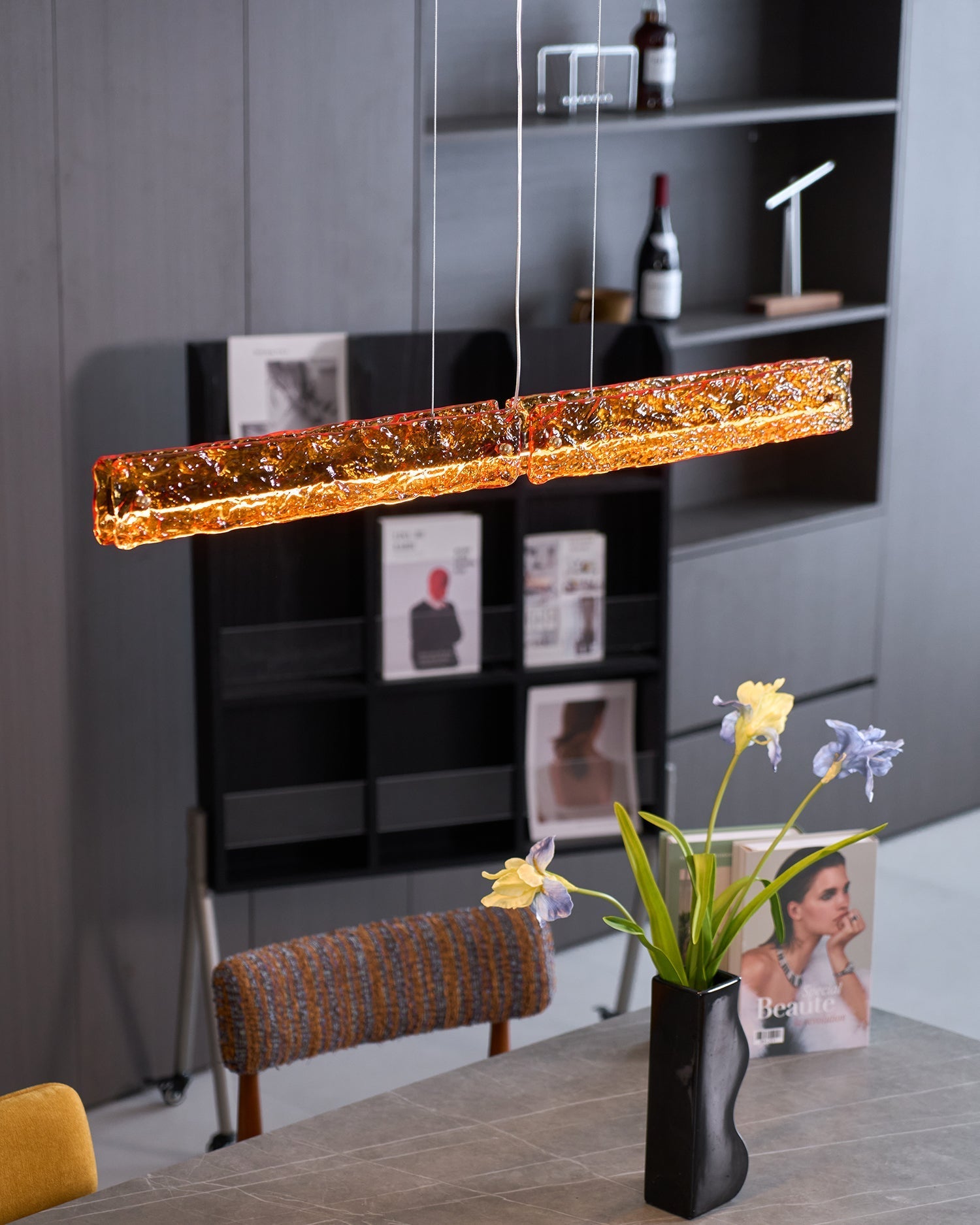 Avnorira Modern Minimalist Linear Island Glass Pendant Lamp-Neutral Decor