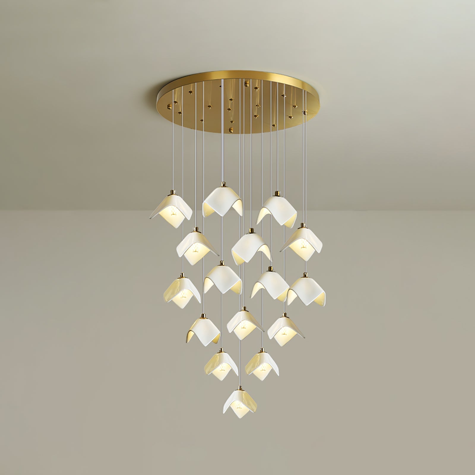 Cithayra Geometric Glass Brass Chandelier-Neutral Decor