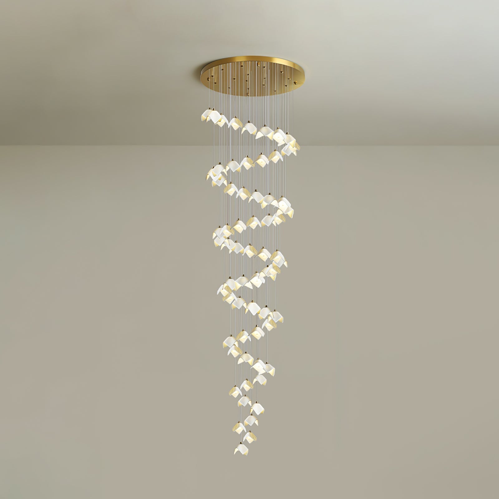 Cithayra Geometric Glass Brass Chandelier-Neutral Decor