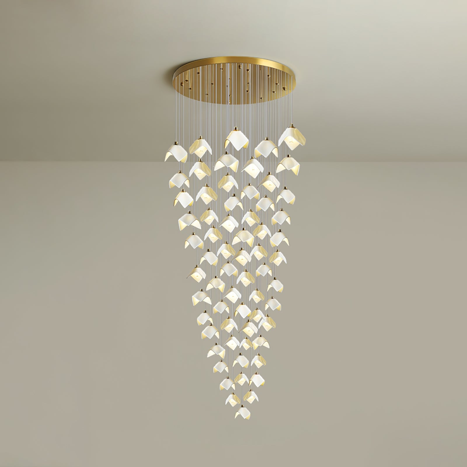 Cithayra Geometric Glass Brass Chandelier-Neutral Decor