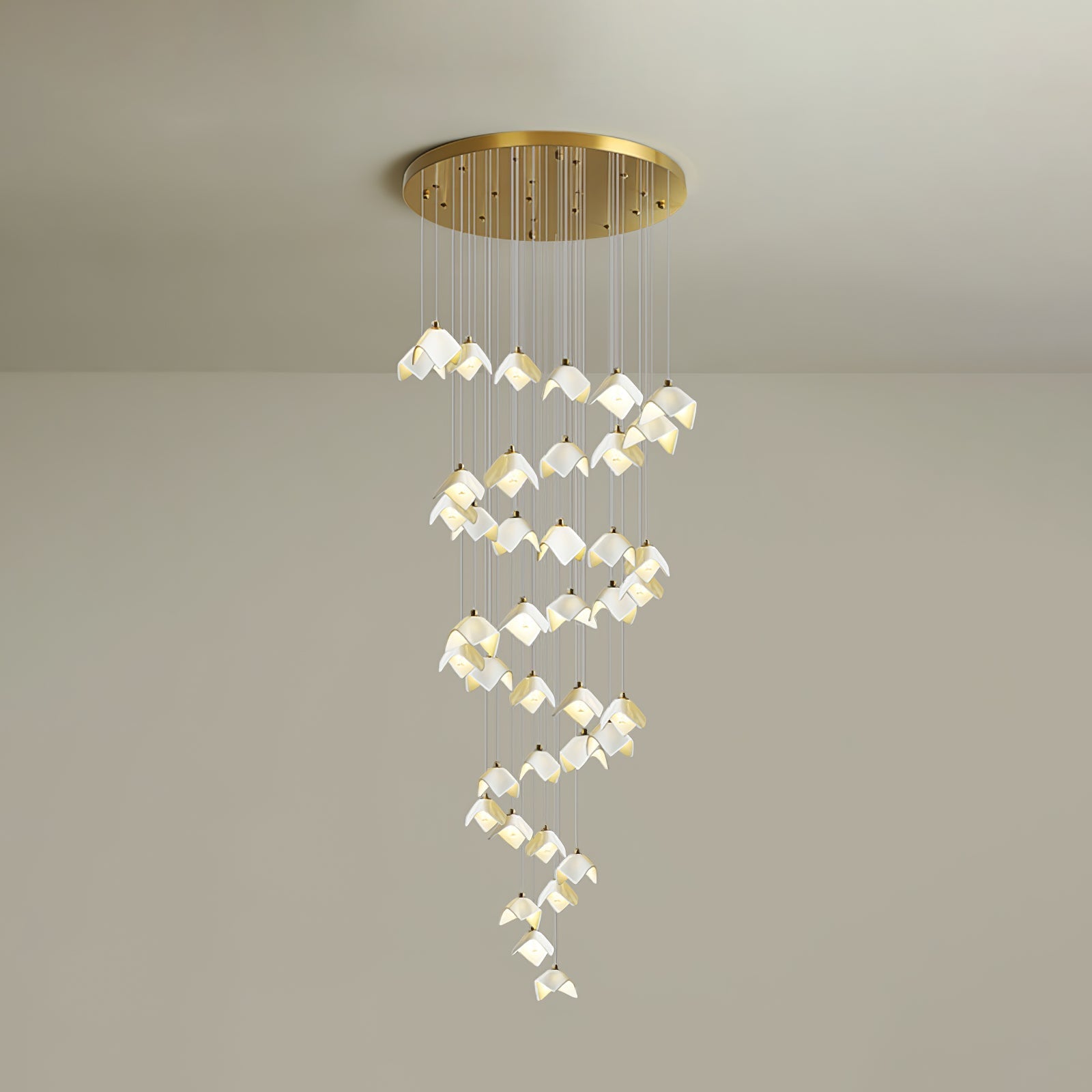 Cithayra Geometric Glass Brass Chandelier-Neutral Decor