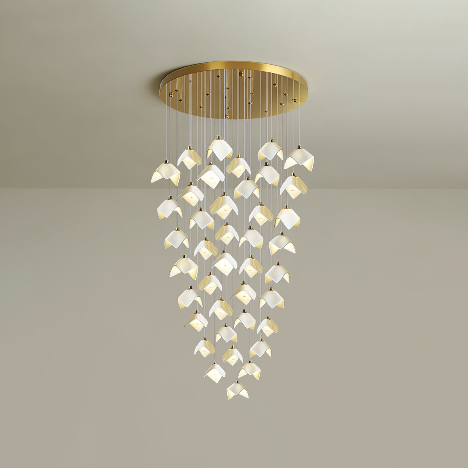Cithayra Geometric Glass Brass Chandelier-Neutral Decor