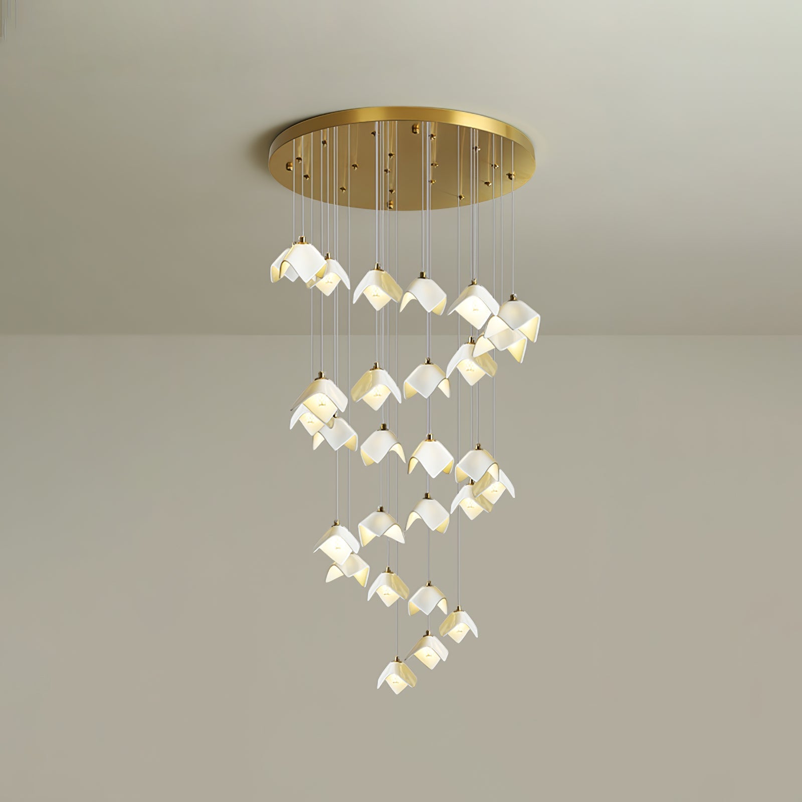 Cithayra Geometric Glass Brass Chandelier-Neutral Decor