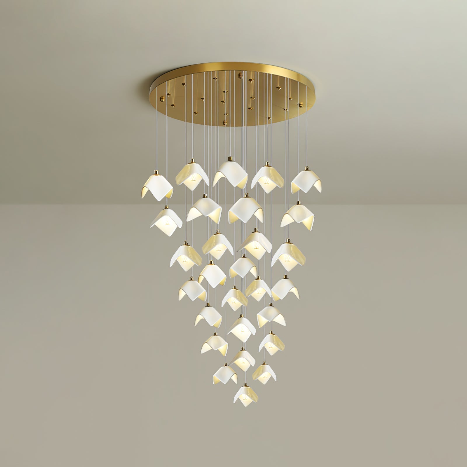 Cithayra Geometric Glass Brass Chandelier-Neutral Decor