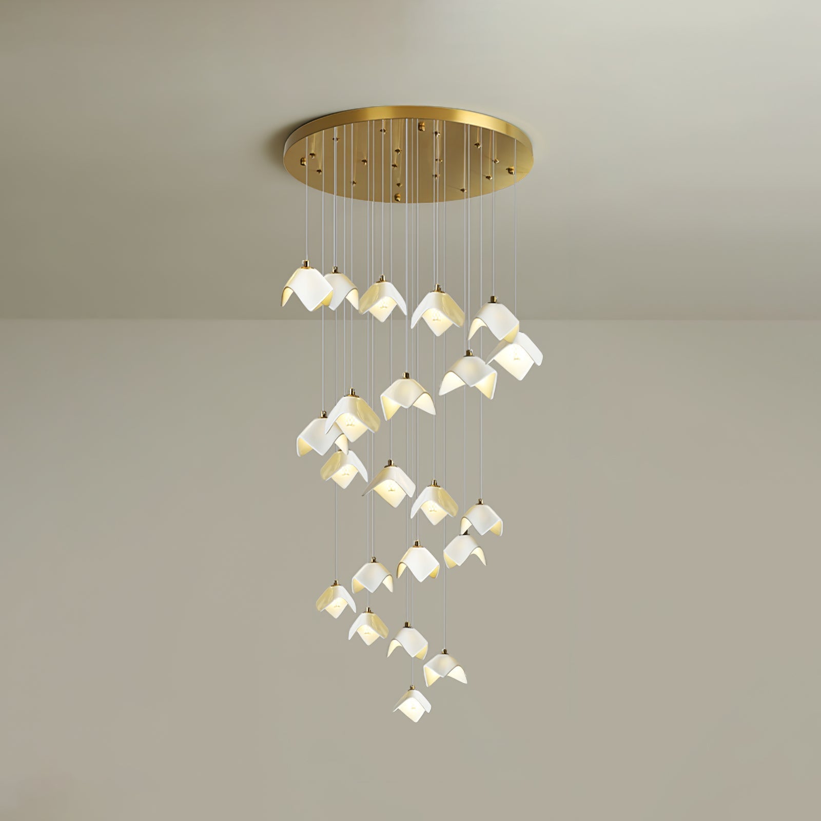Cithayra Geometric Glass Brass Chandelier-Neutral Decor