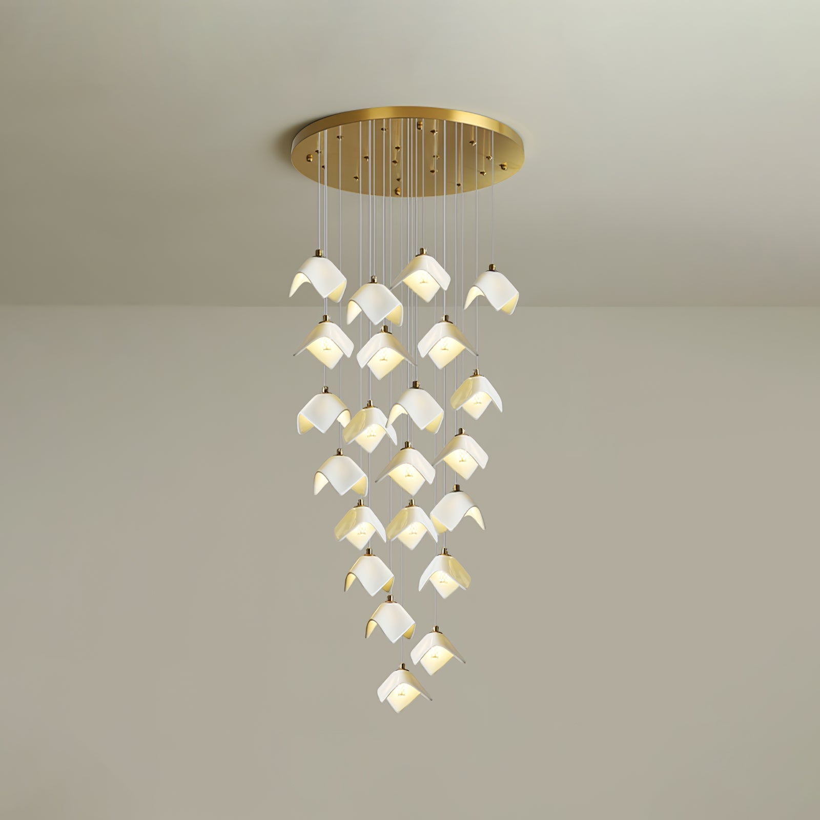 Cithayra Geometric Glass Brass Chandelier-Neutral Decor