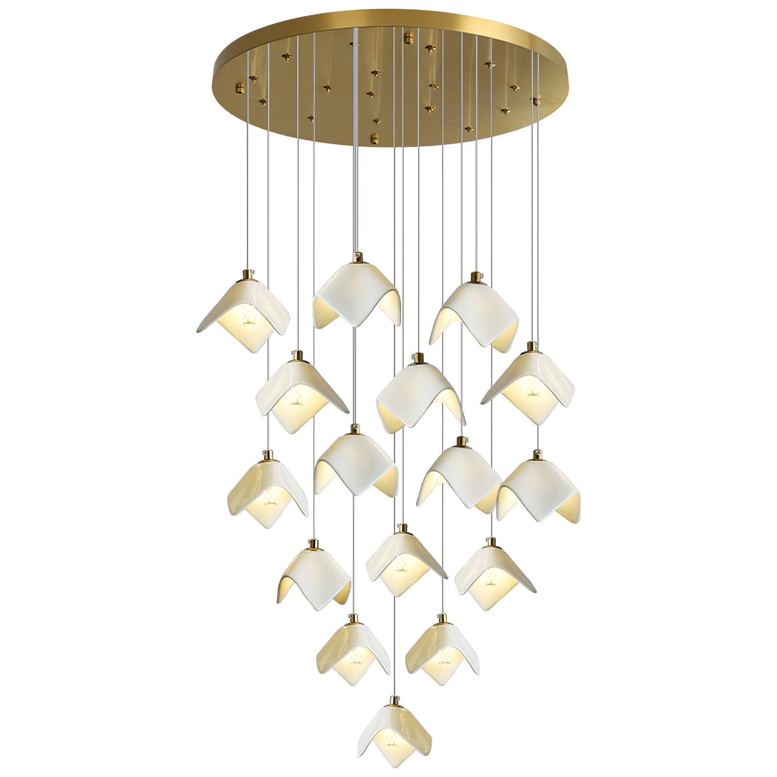 Cithayra Geometric Glass Brass Chandelier-Neutral Decor