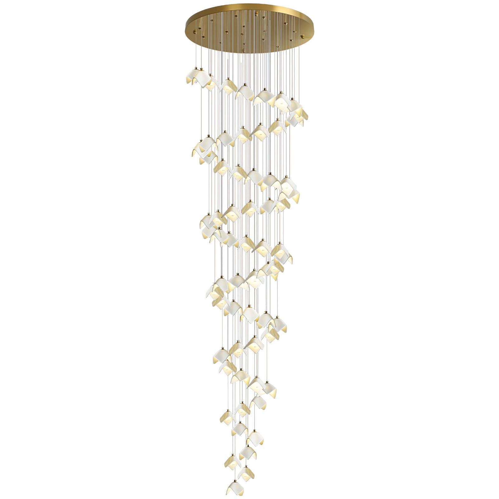 Cithayra Geometric Glass Brass Chandelier-Neutral Decor