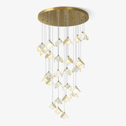 Cithayra Geometric Glass Brass Chandelier-Neutral Decor