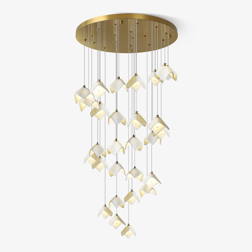 Cithayra Geometric Glass Brass Chandelier-Neutral Decor