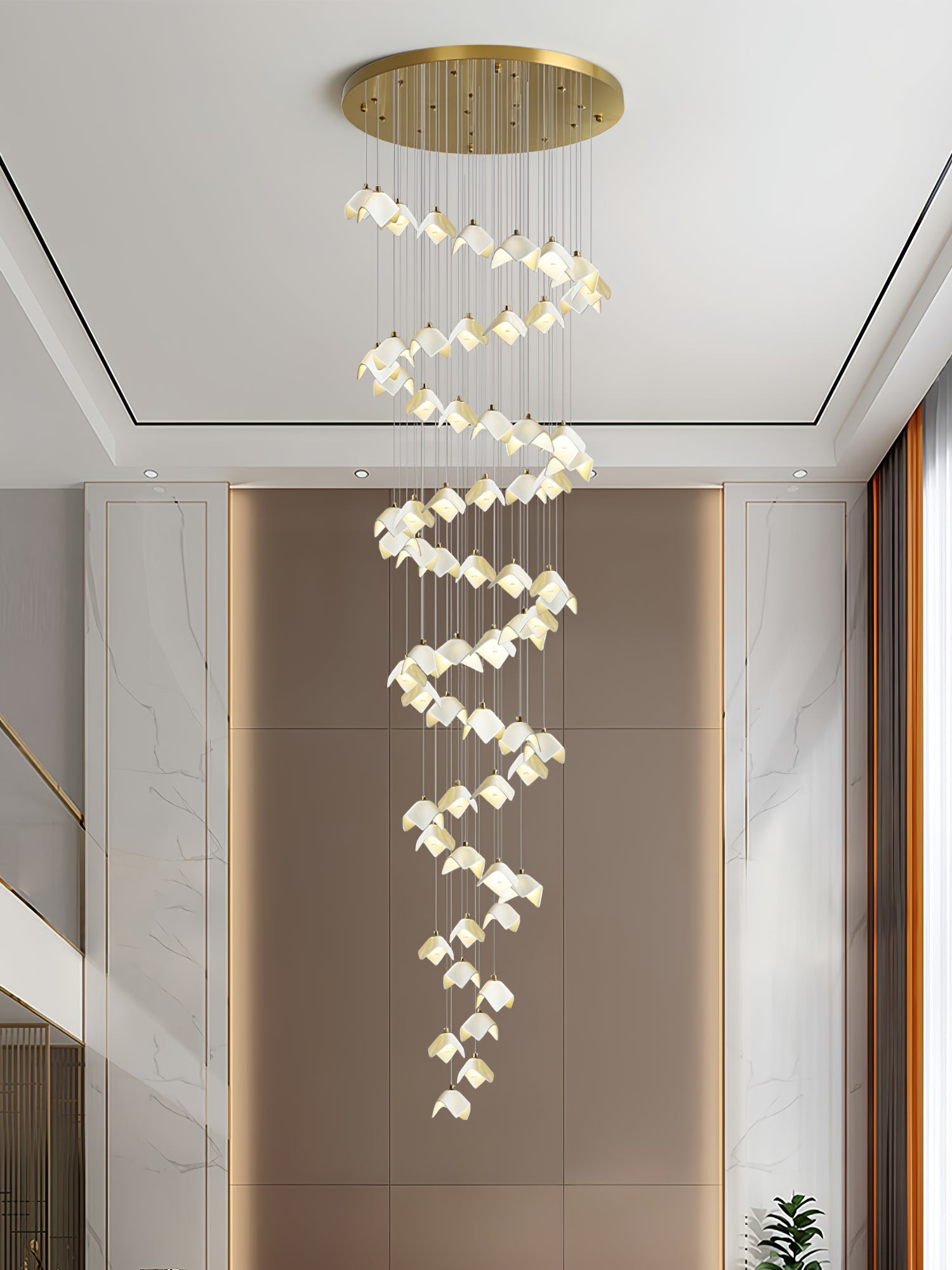 Cithayra Geometric Glass Brass Chandelier-Neutral Decor