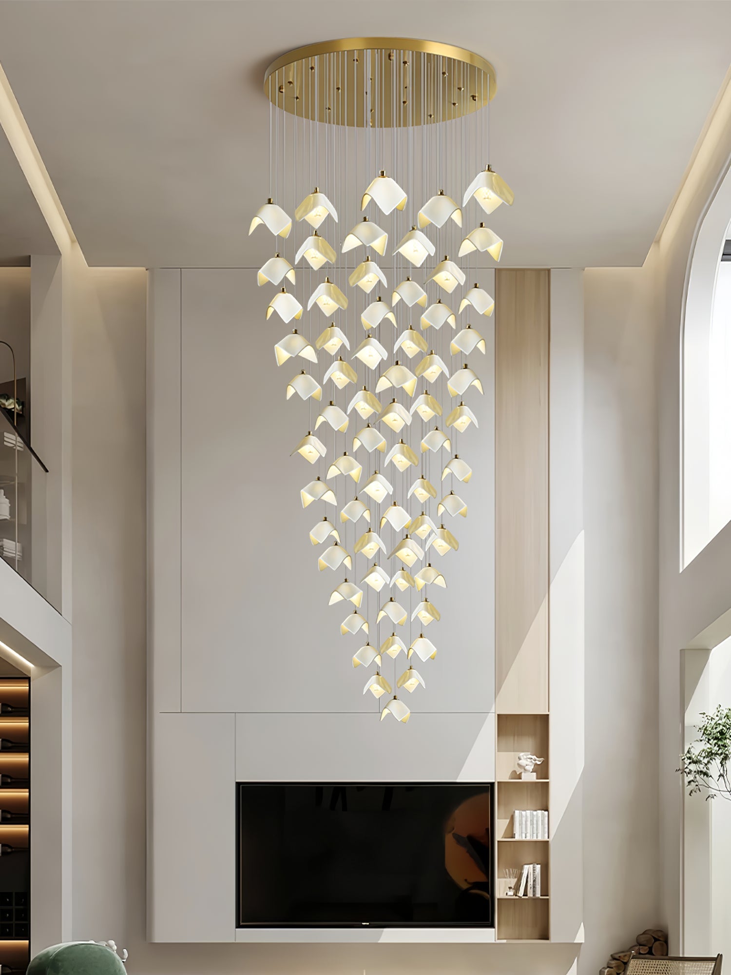 Cithayra Geometric Glass Brass Chandelier-Neutral Decor